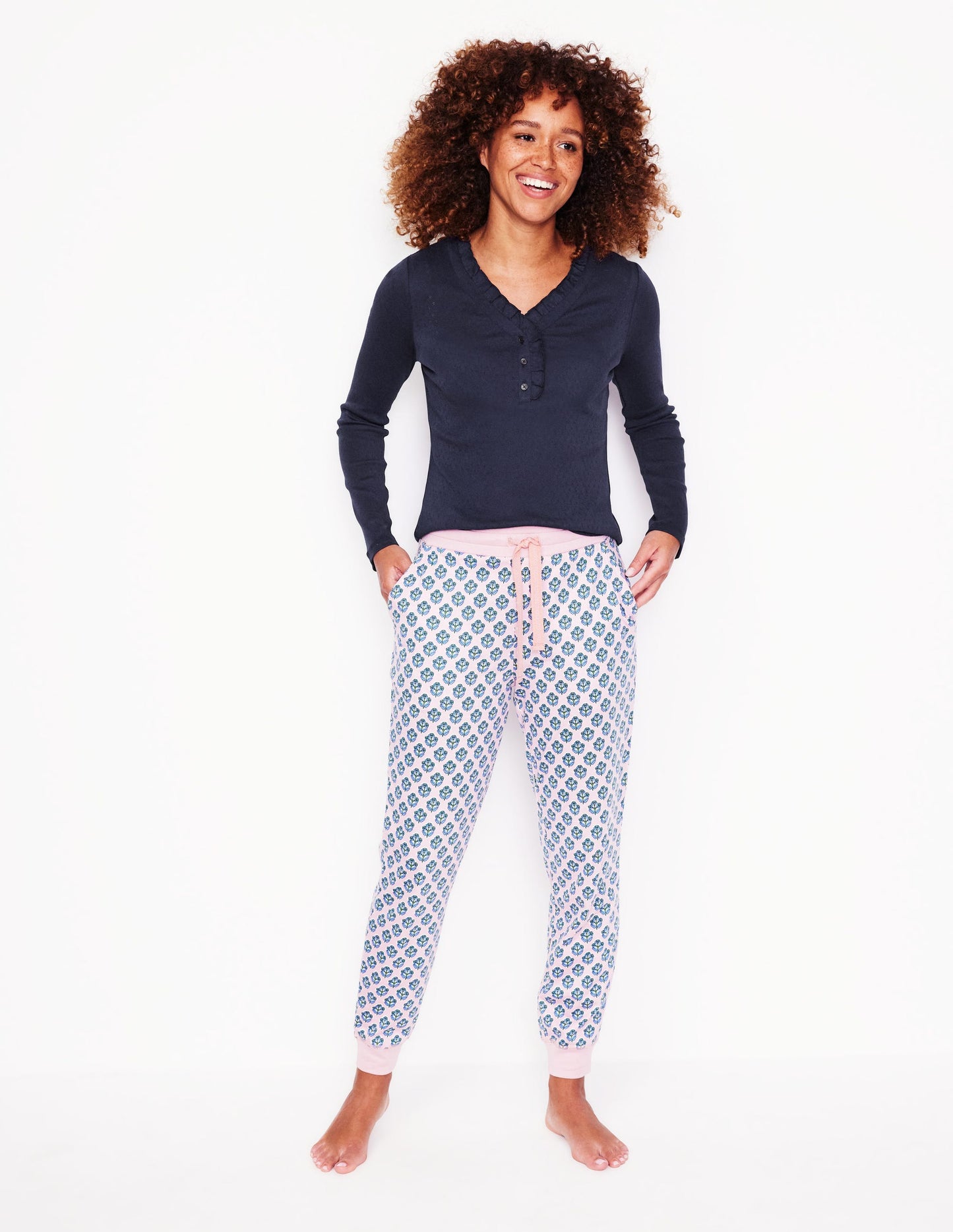 Henley Pyjama Top-Navy