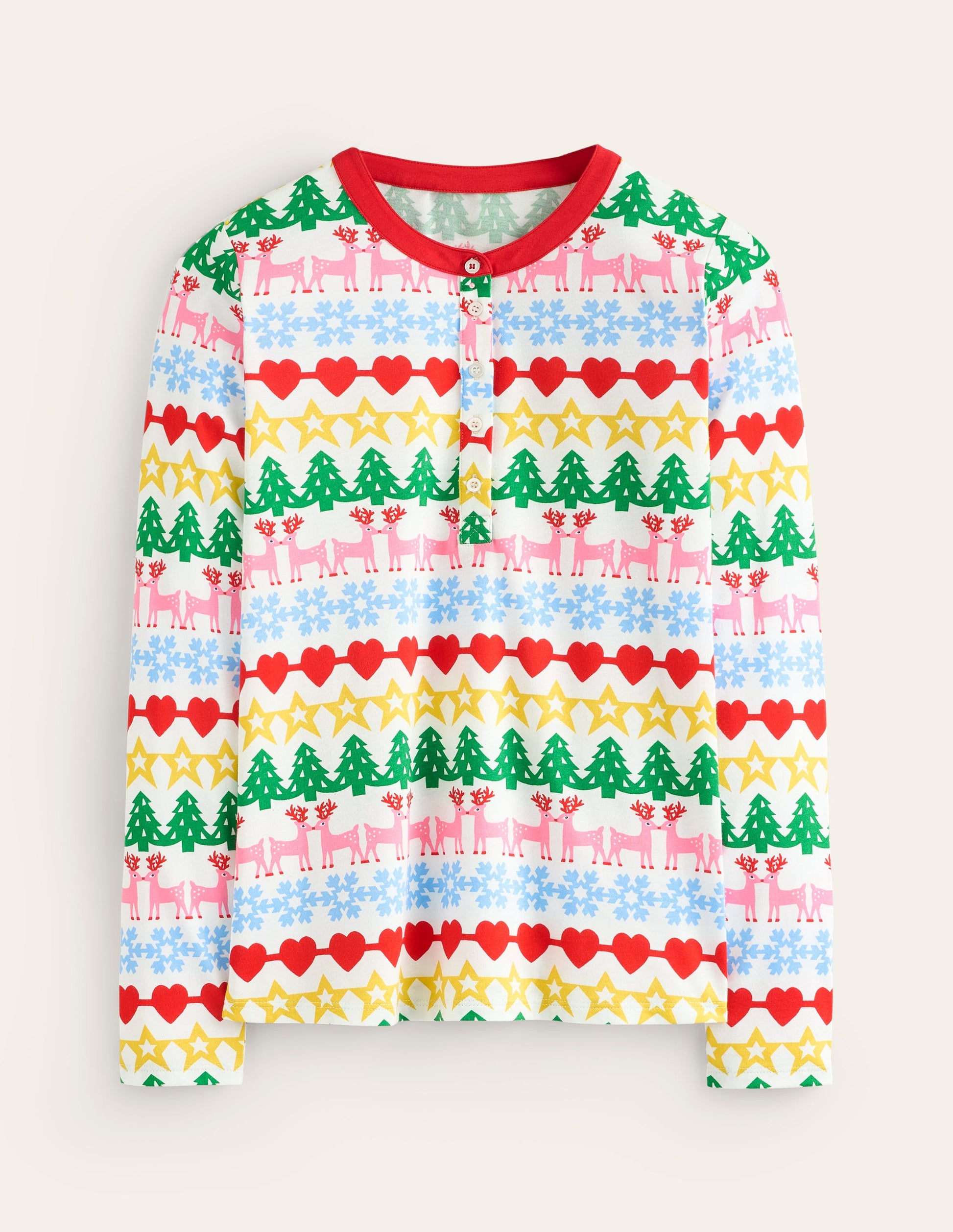 Jersey Pyjama Long Sleeve Top-Multi, Gingerbread Fairisle-7