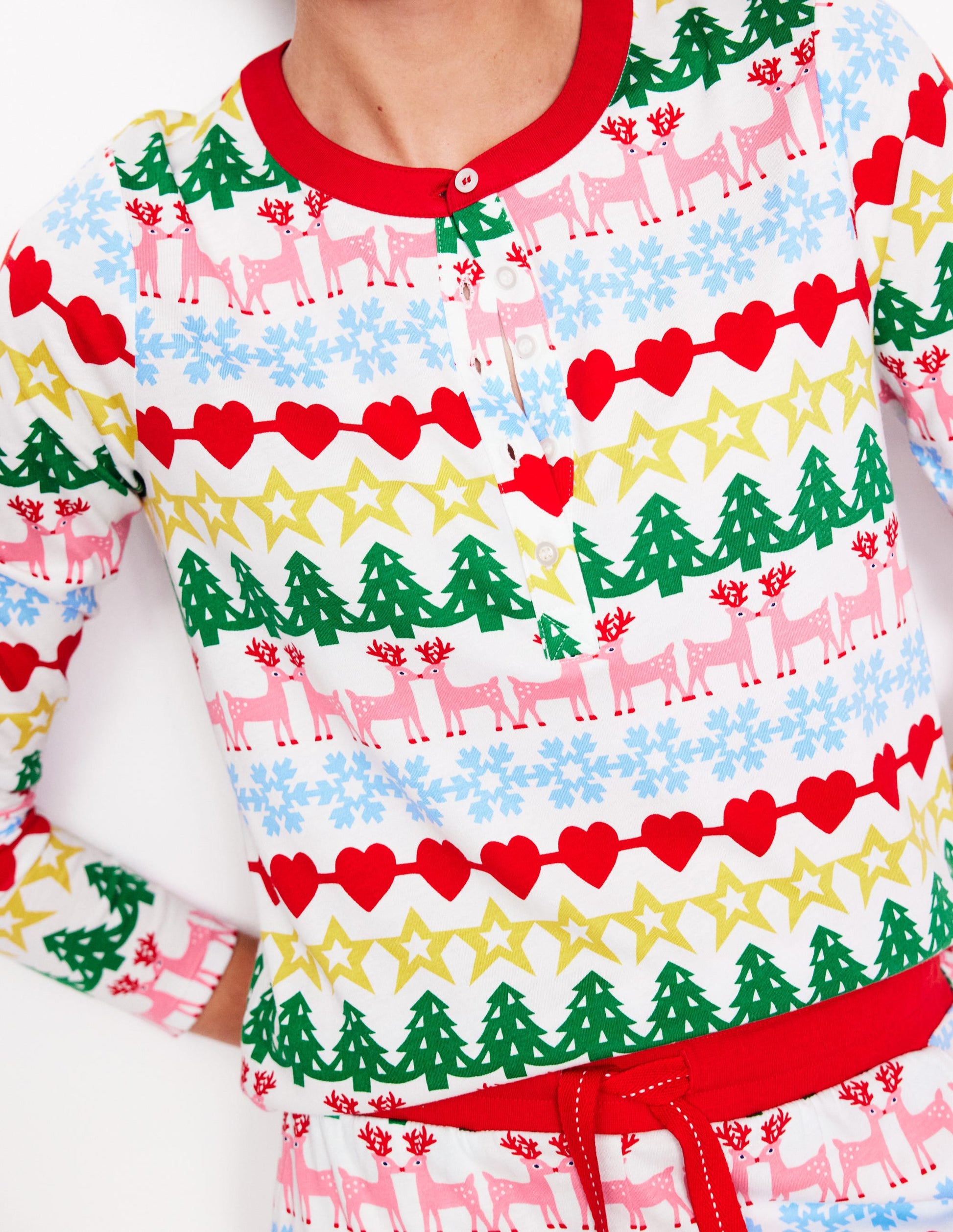 Jersey Pyjama Long Sleeve Top-Multi, Gingerbread Fairisle-2