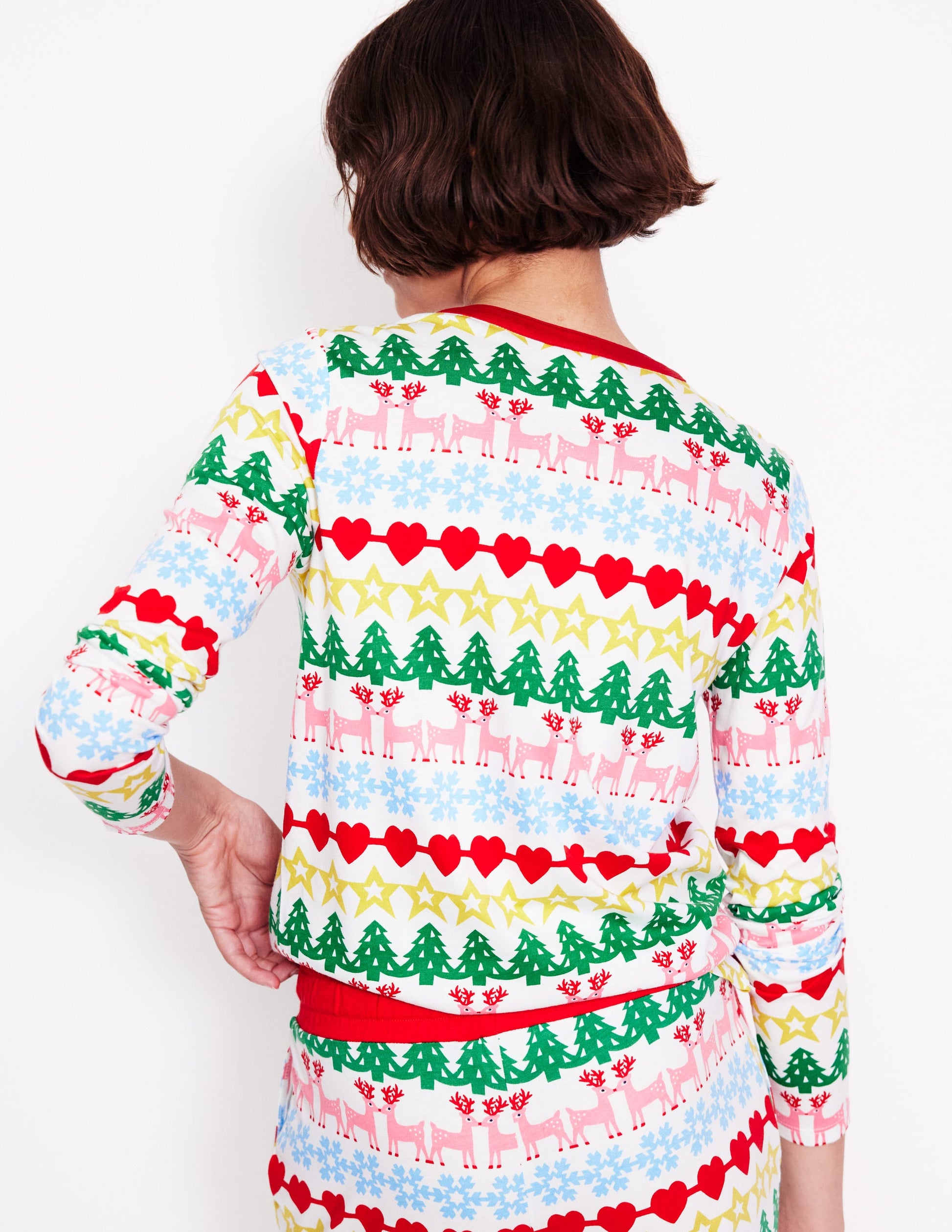 Jersey Pyjama Long Sleeve Top-Multi, Gingerbread Fairisle-3