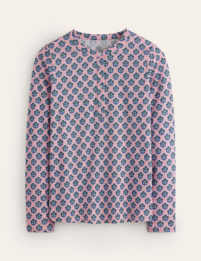 Jersey Pyjama Long Sleeve Top-Quartz, Pome Stamp-5