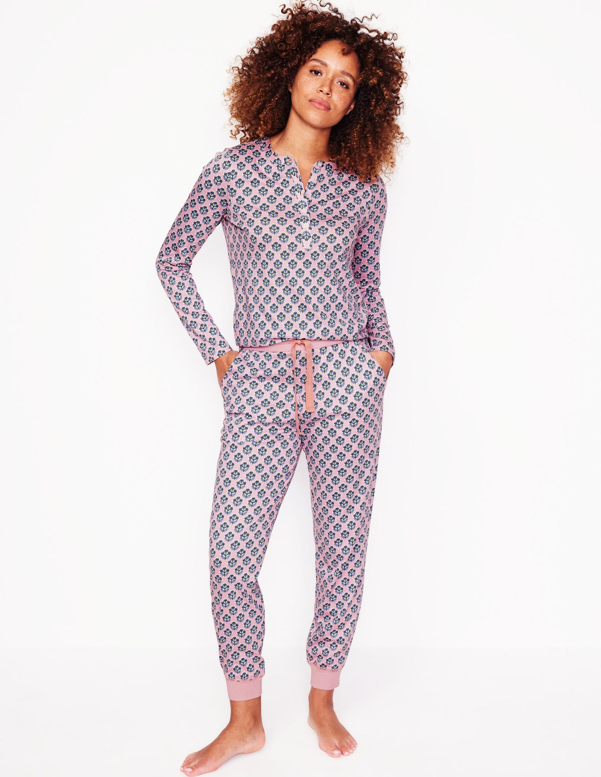Jersey Pyjama Long Sleeve Top-Quartz, Pome Stamp-2