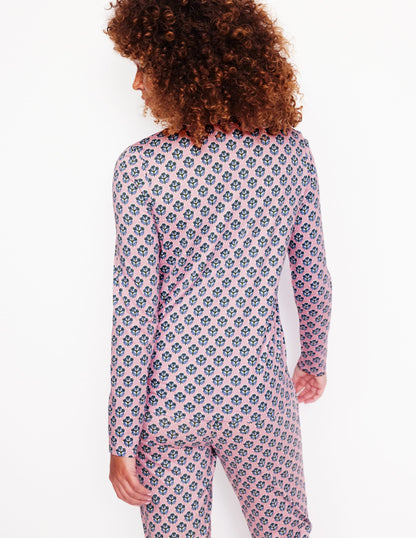 Jersey Pyjama Long Sleeve Top-Quartz, Pome Stamp-4