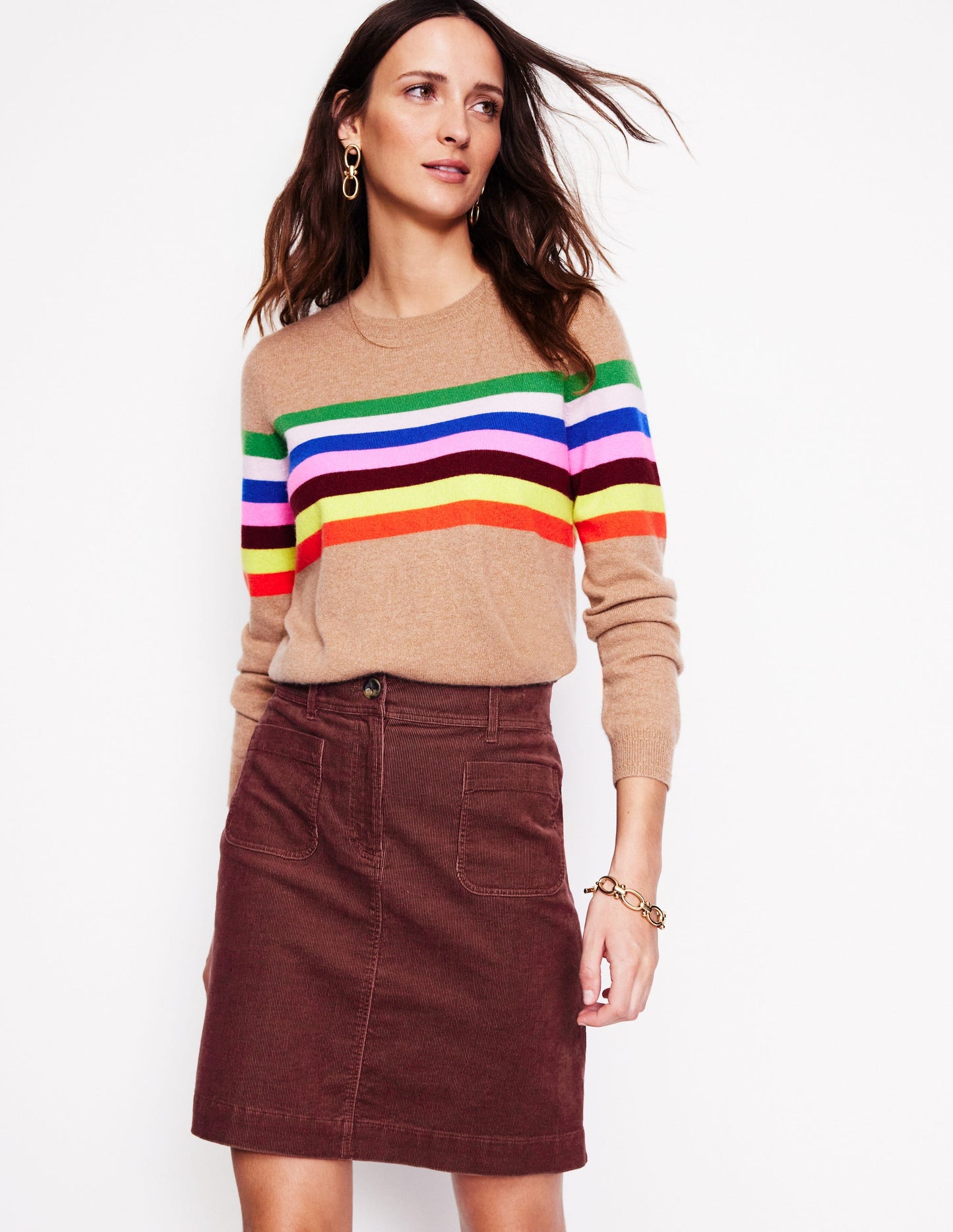 Estella Cord Skirt-Chestnut