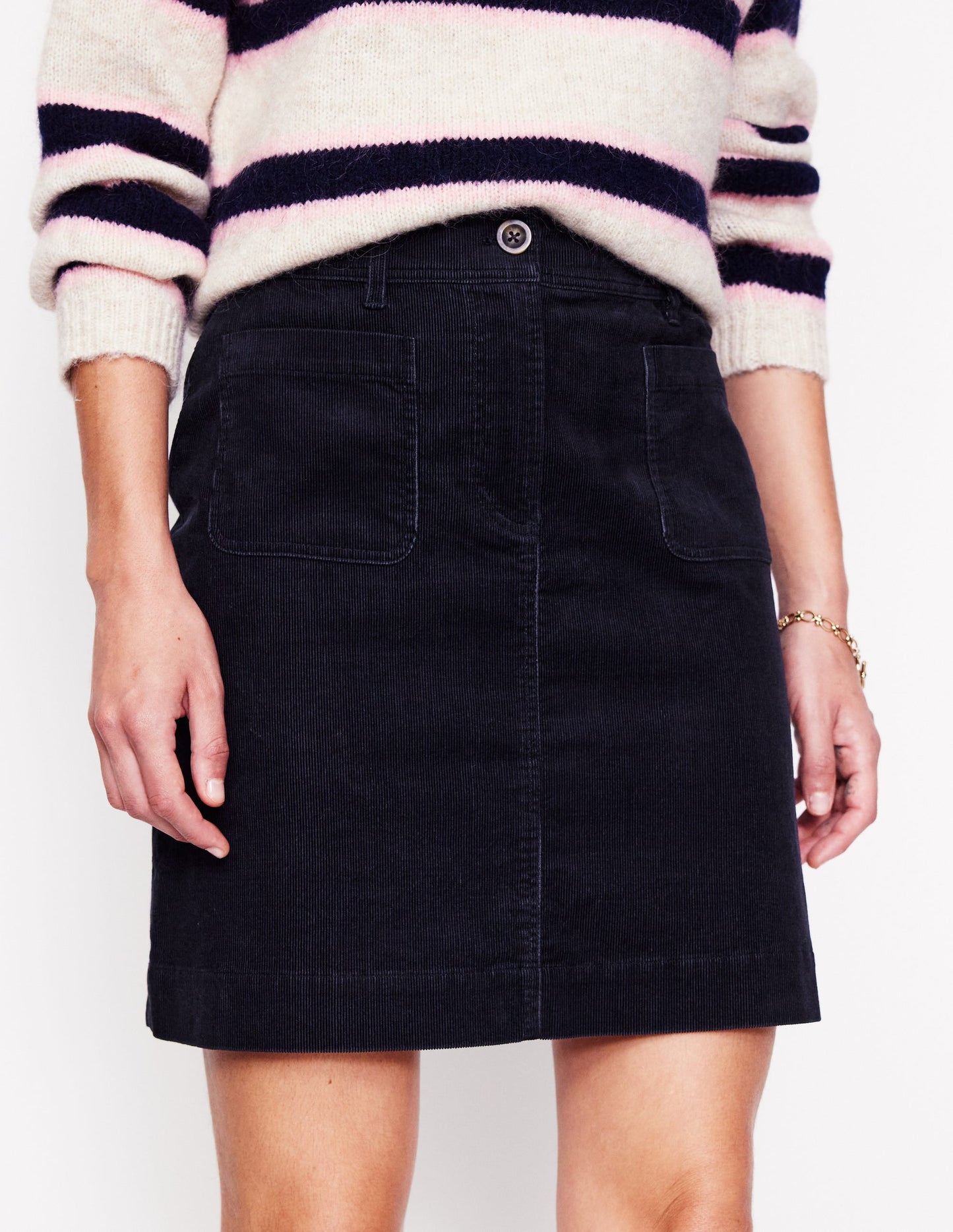 Estella Cord Skirt-Navy