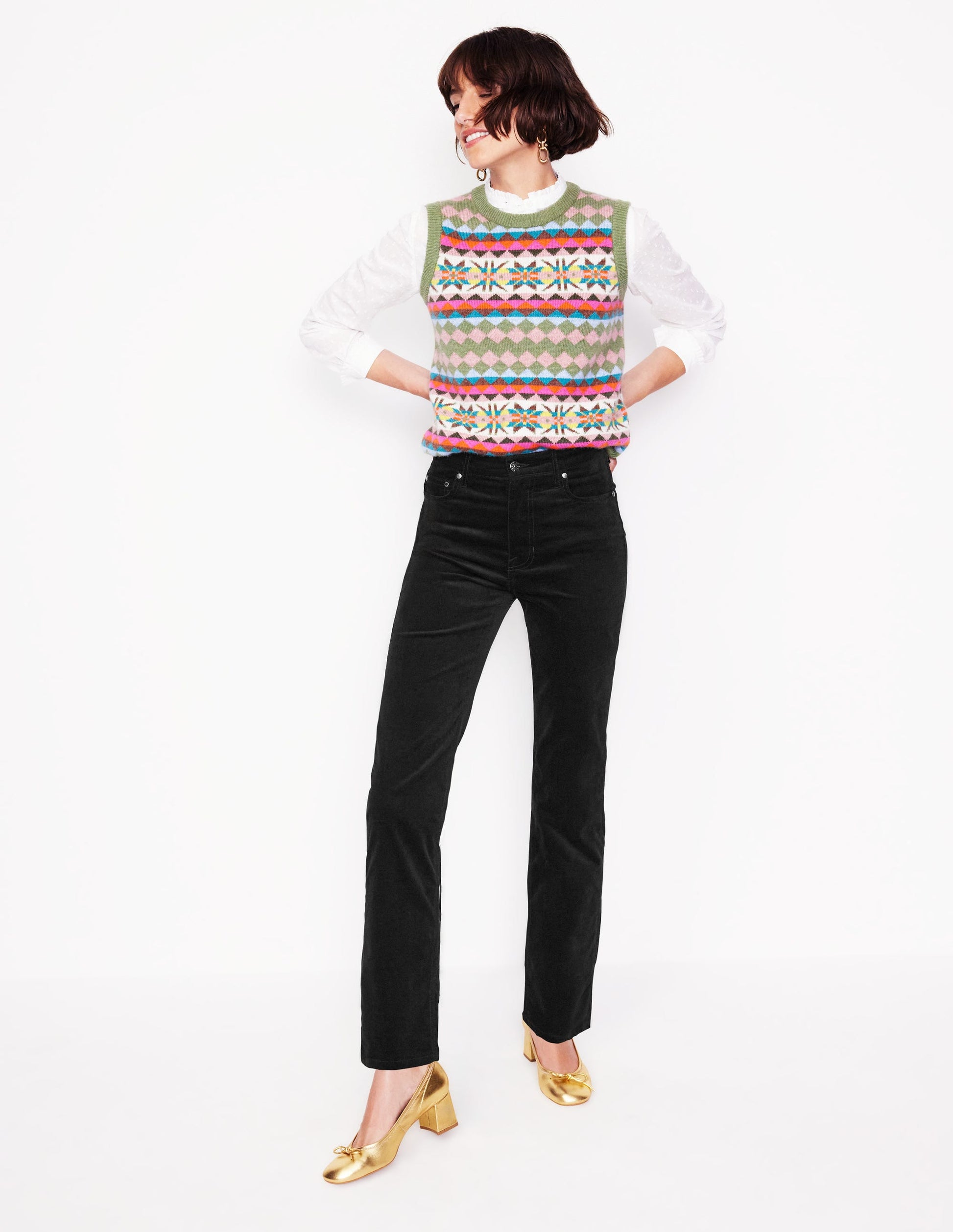 Velveteen 5 Pocket Jeans-Black-1