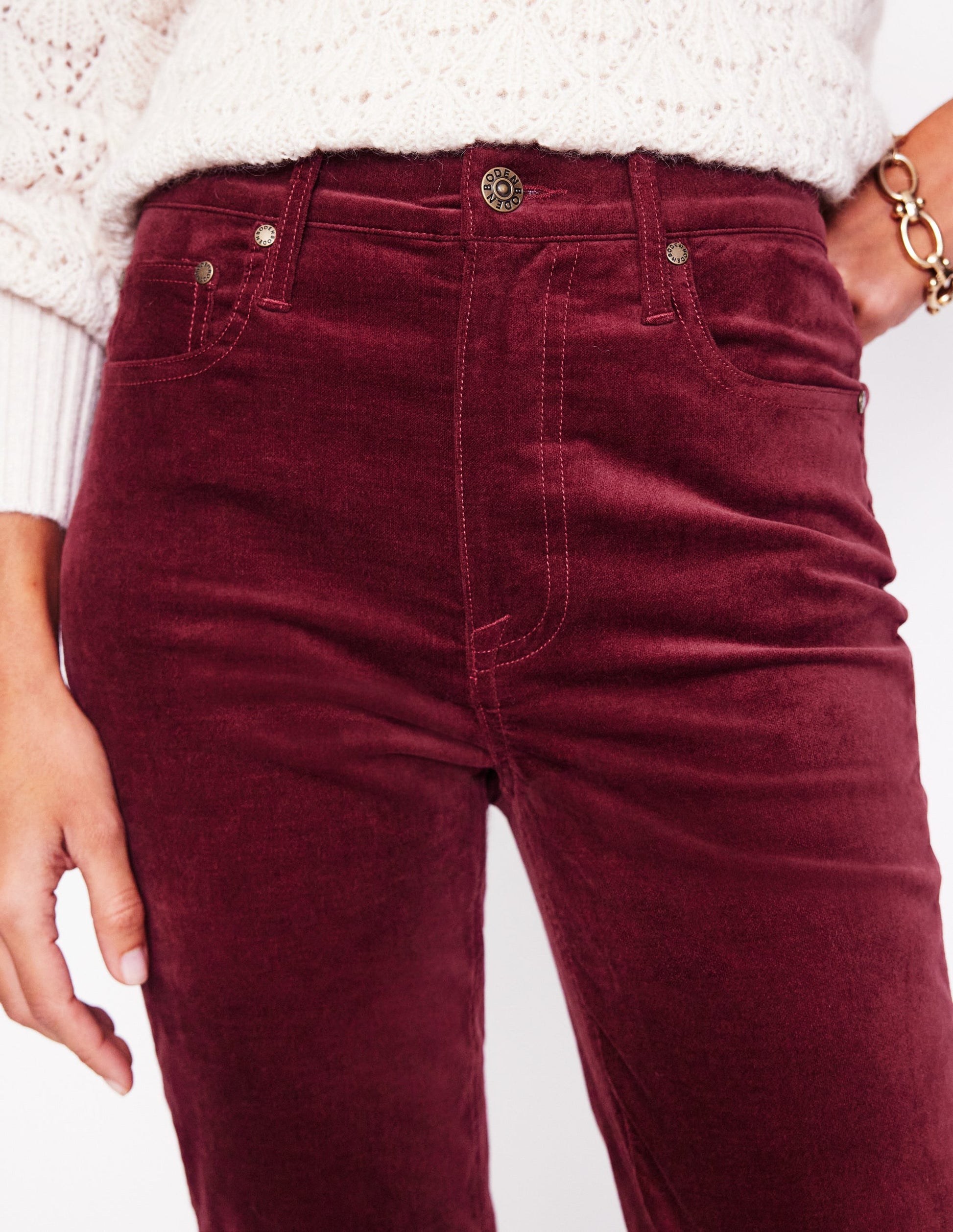 Velveteen 5 Pocket Jeans-Chestnut-5