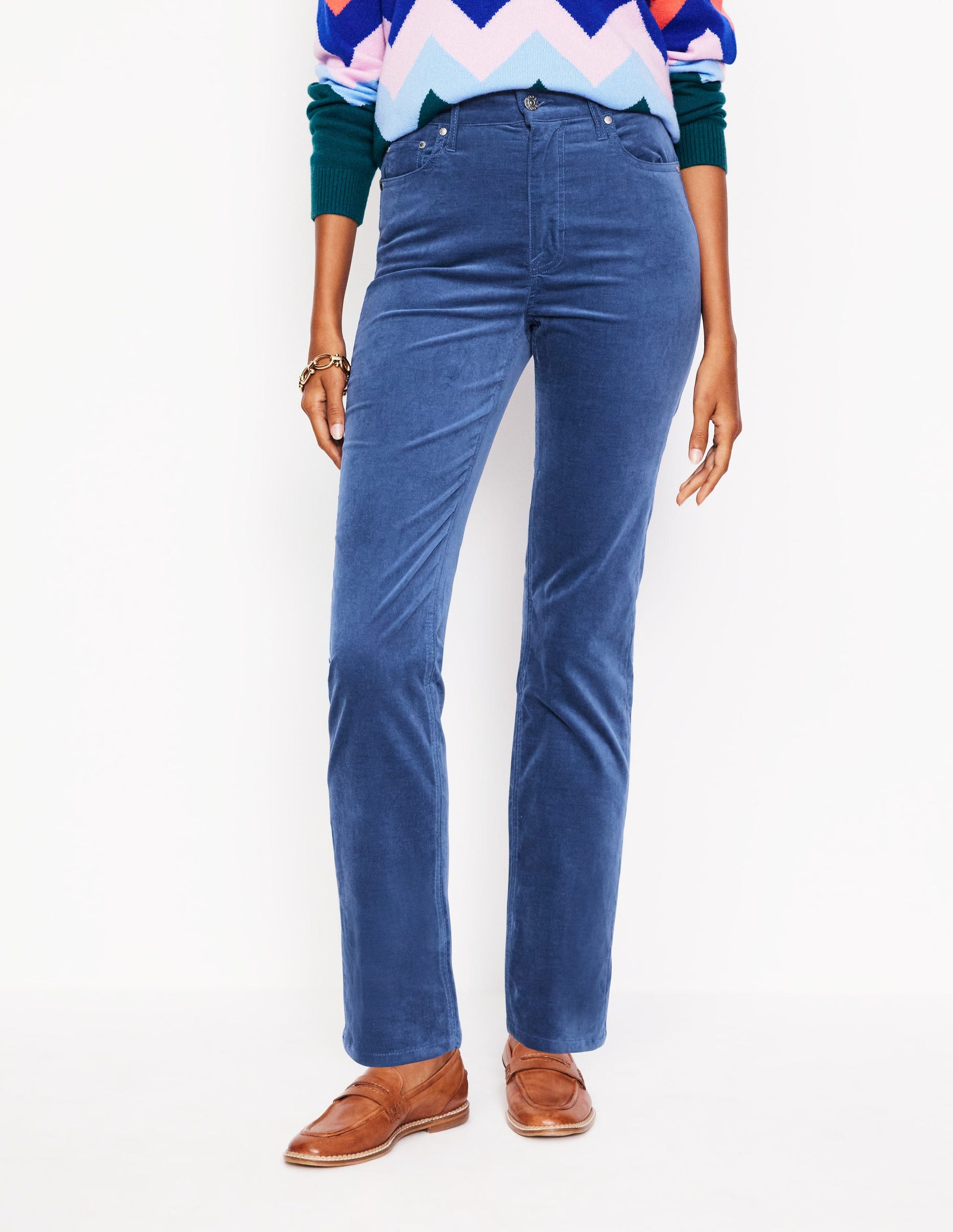 Velveteen 5 Pocket Jeans-Denim Blue-4