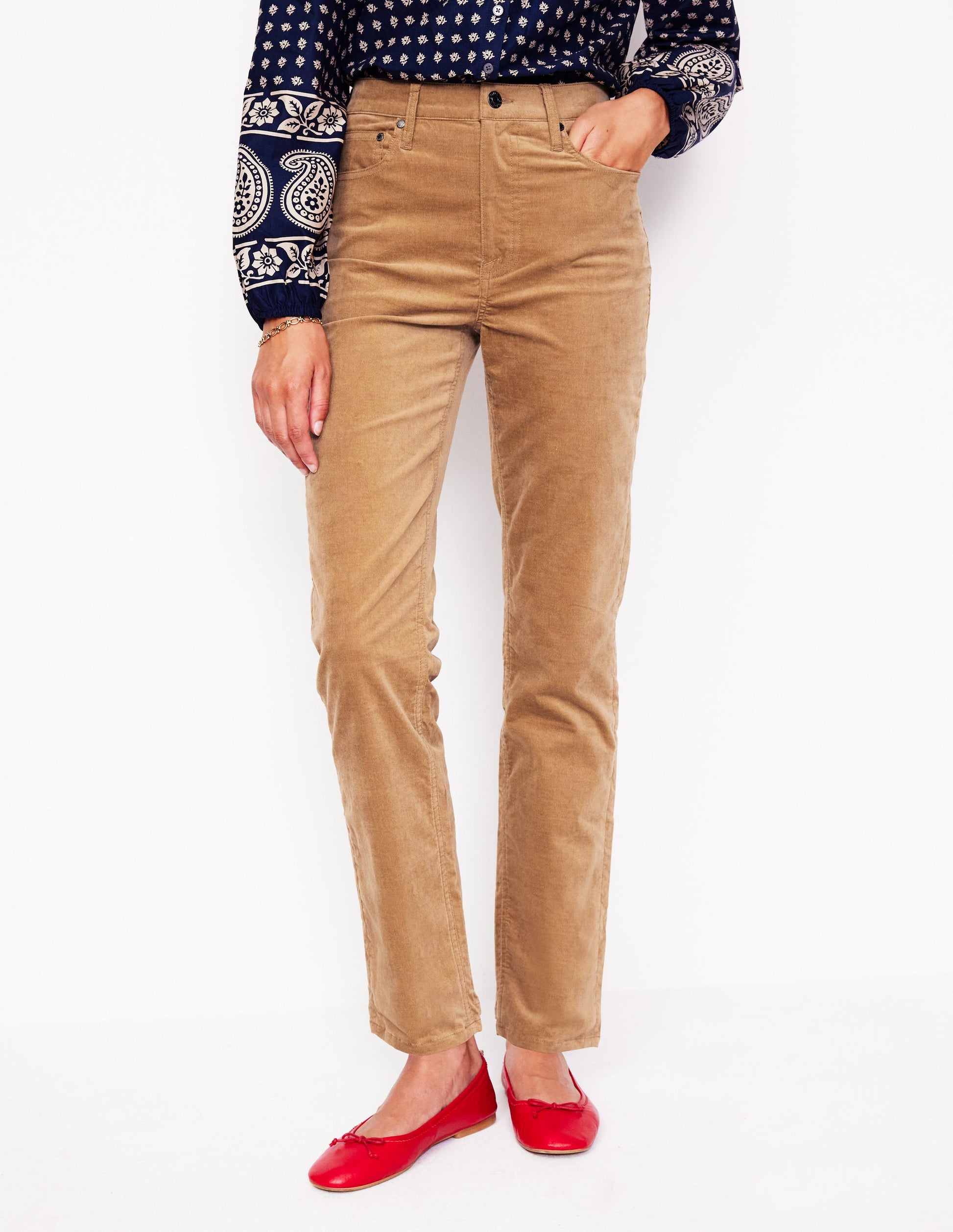 Velveteen 5 Pocket Jeans-Cappuccino-4