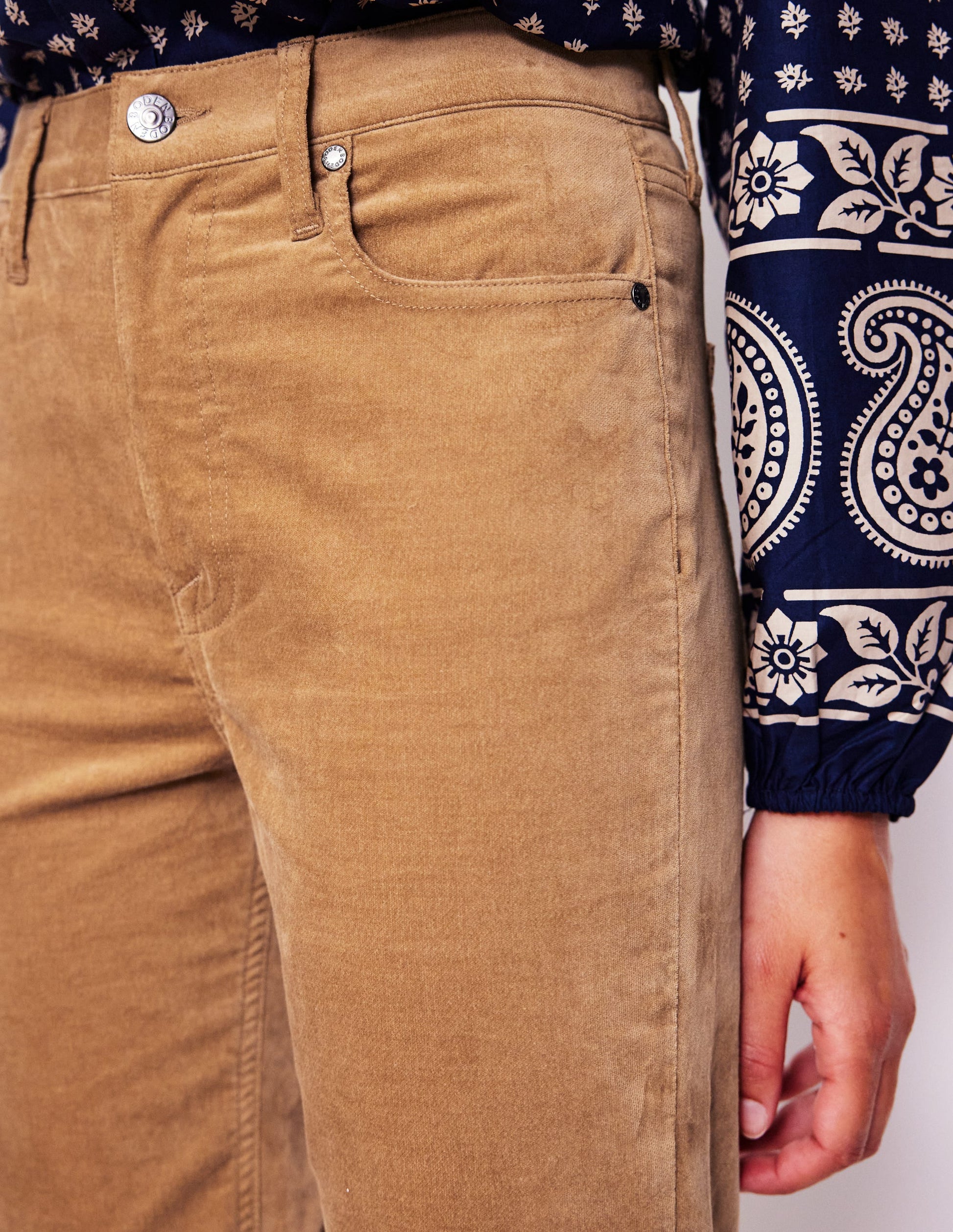 Velveteen 5 Pocket Jeans-Cappuccino-5