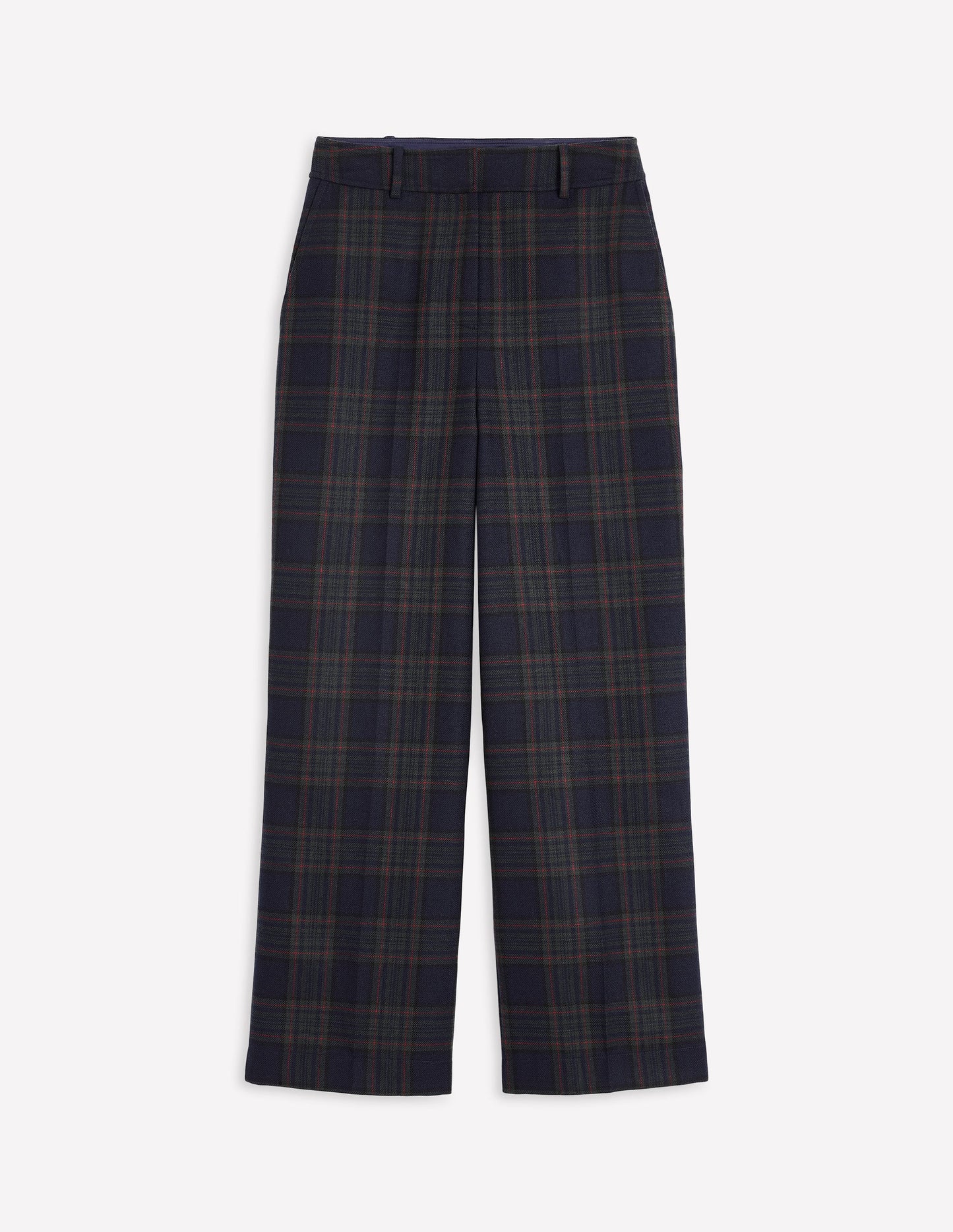 Westbourne Wool Blend Trousers-Navy and Green Check