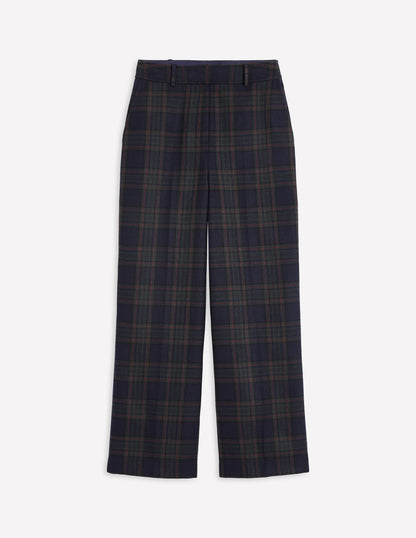 Westbourne Wool Blend Trousers-Navy and Green Check