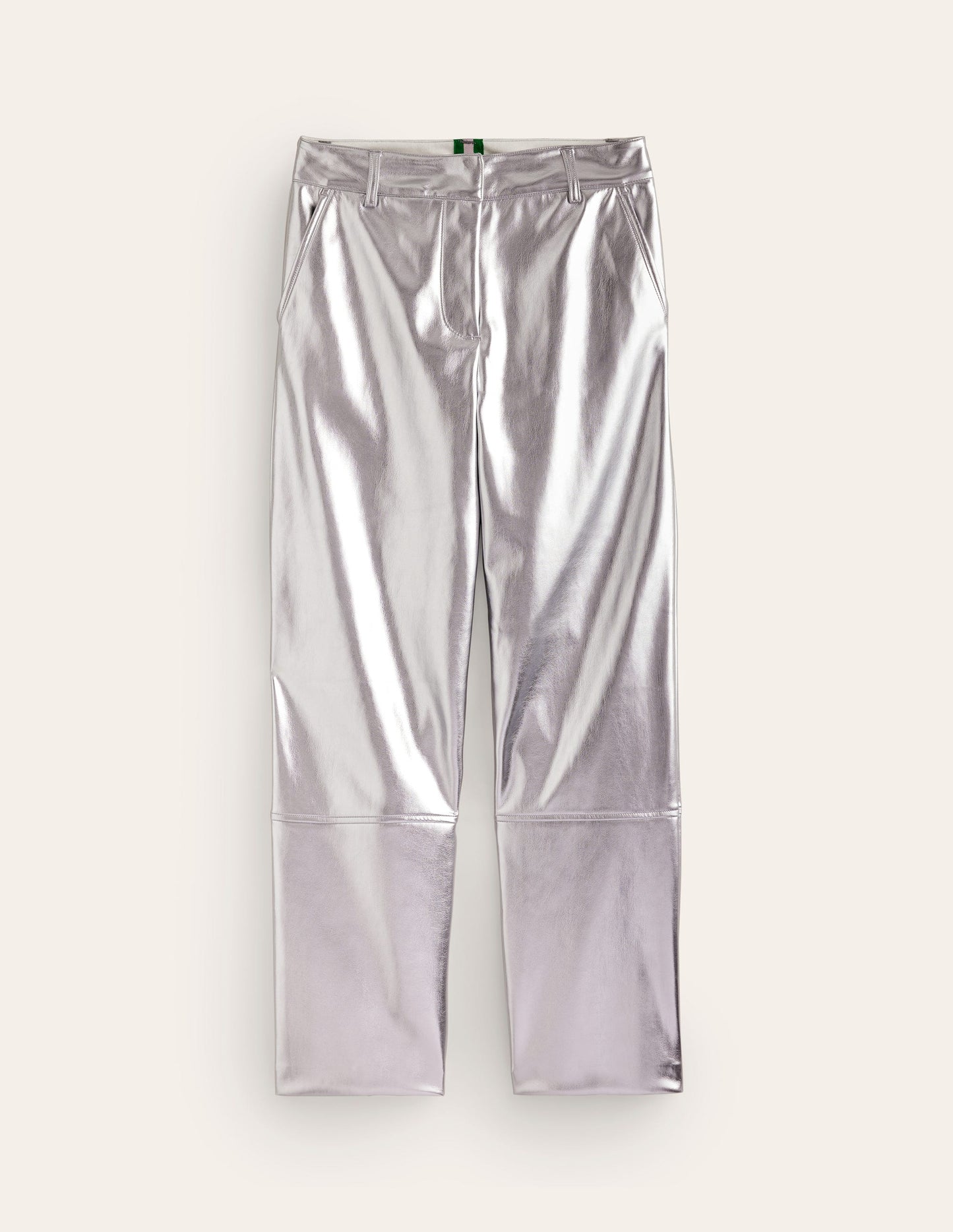 Tapered PU Trousers-Silver