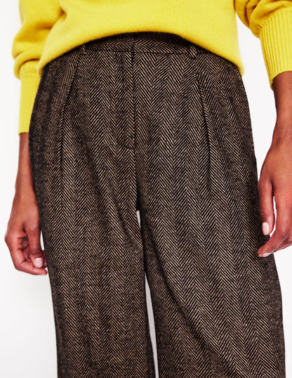 Chiswick Wool Blend Trousers-Brown Herringbone