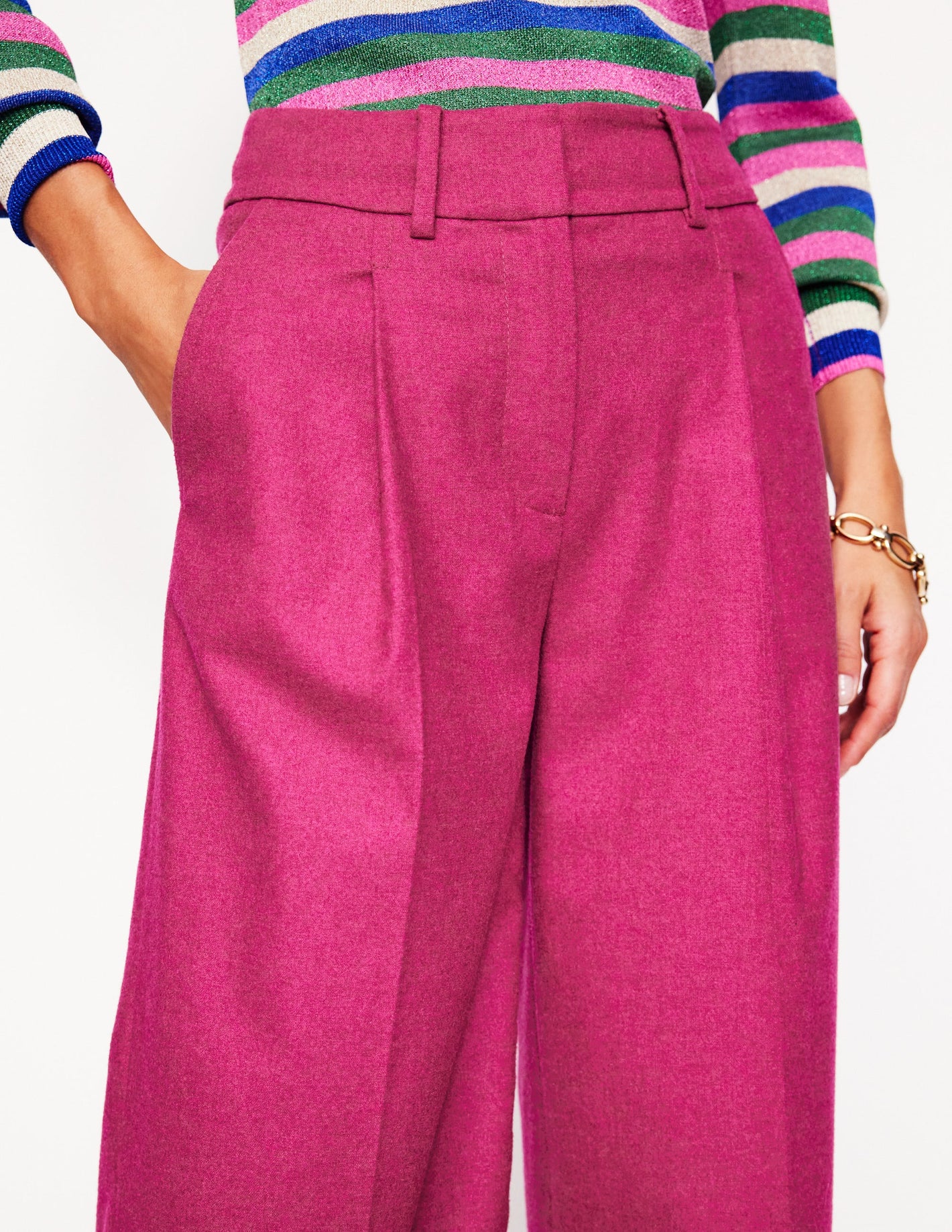 Chiswick Wool Blend Trousers-Cherry Jam