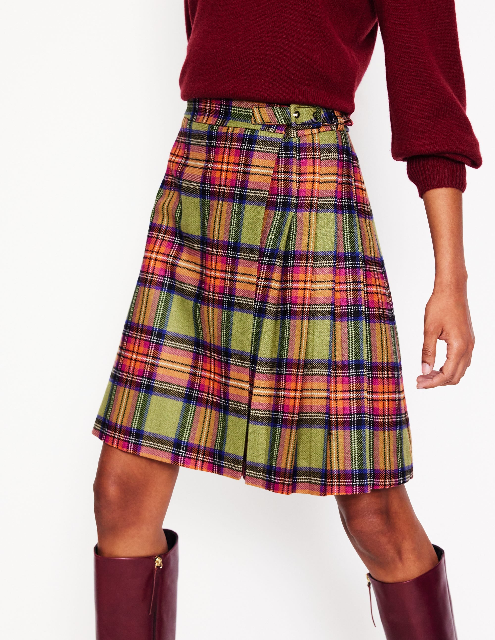 Helen Buckled Kilt-Green and Purple Check - Image 4