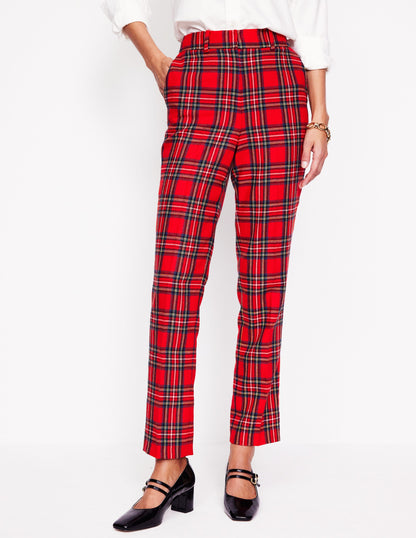 Kew Wool Blend Trousers-Red and Blue Check