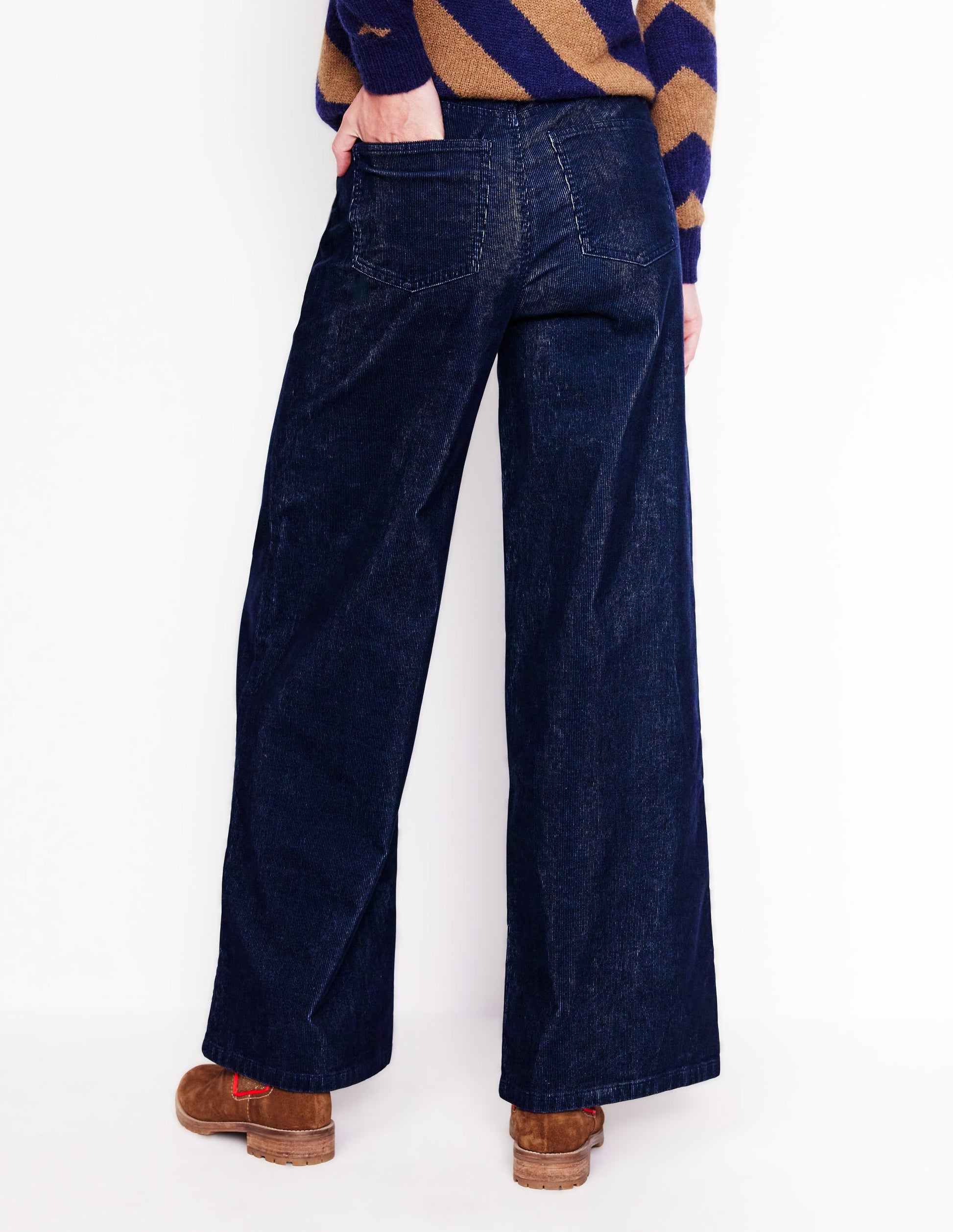5 Pocket Cord Wide Jeans-Blue Ribbon-3
