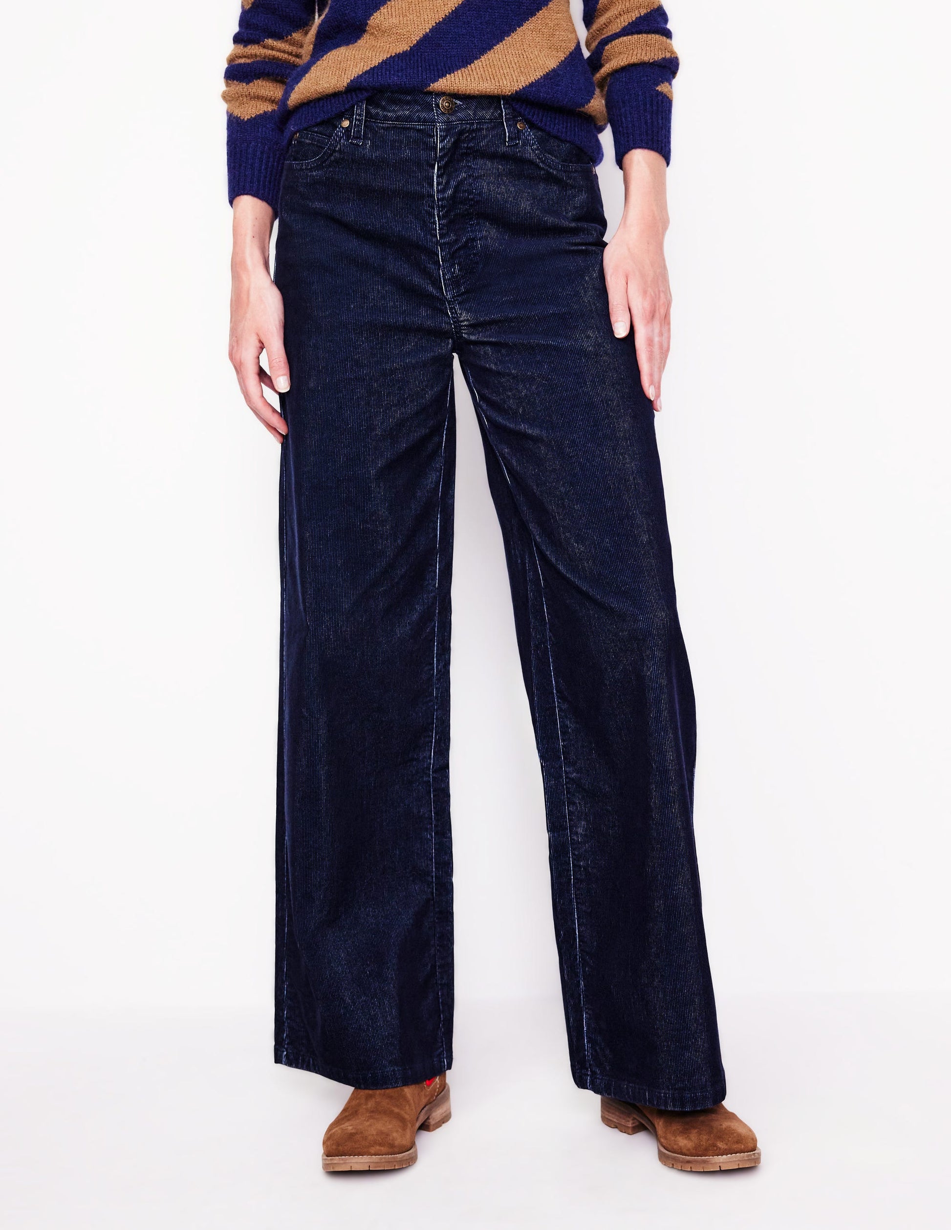 5 Pocket Cord Wide Jeans-Blue Ribbon-4