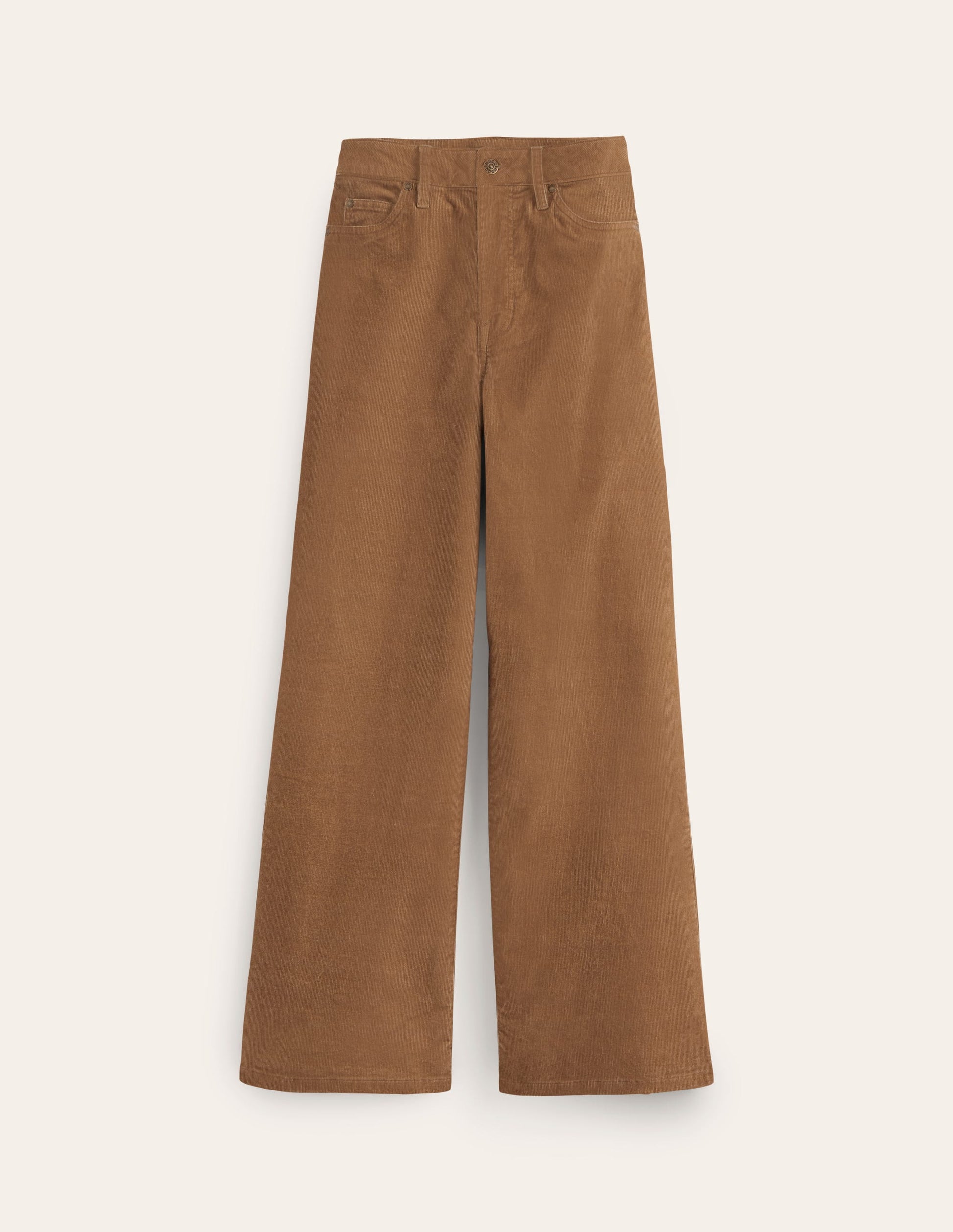 5 Pocket Cord Wide Jeans-Camel-5