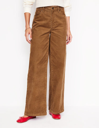 5 Pocket Cord Wide Jeans-Camel-4