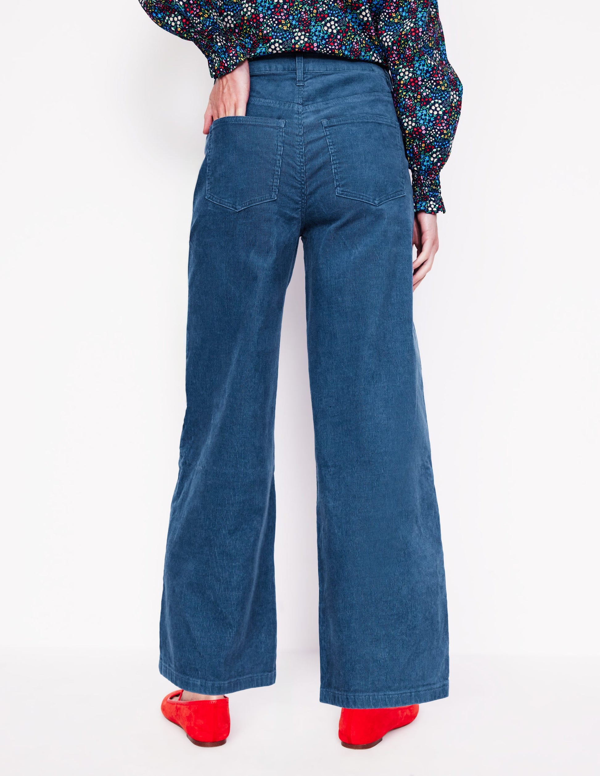 5 Pocket Cord Crop Jeans-Denim Blue-3