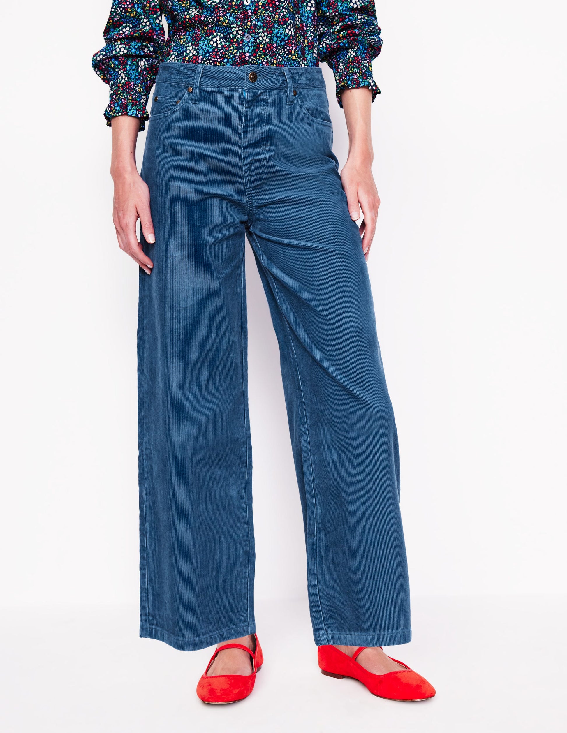5 Pocket Cord Crop Jeans-Denim Blue-4