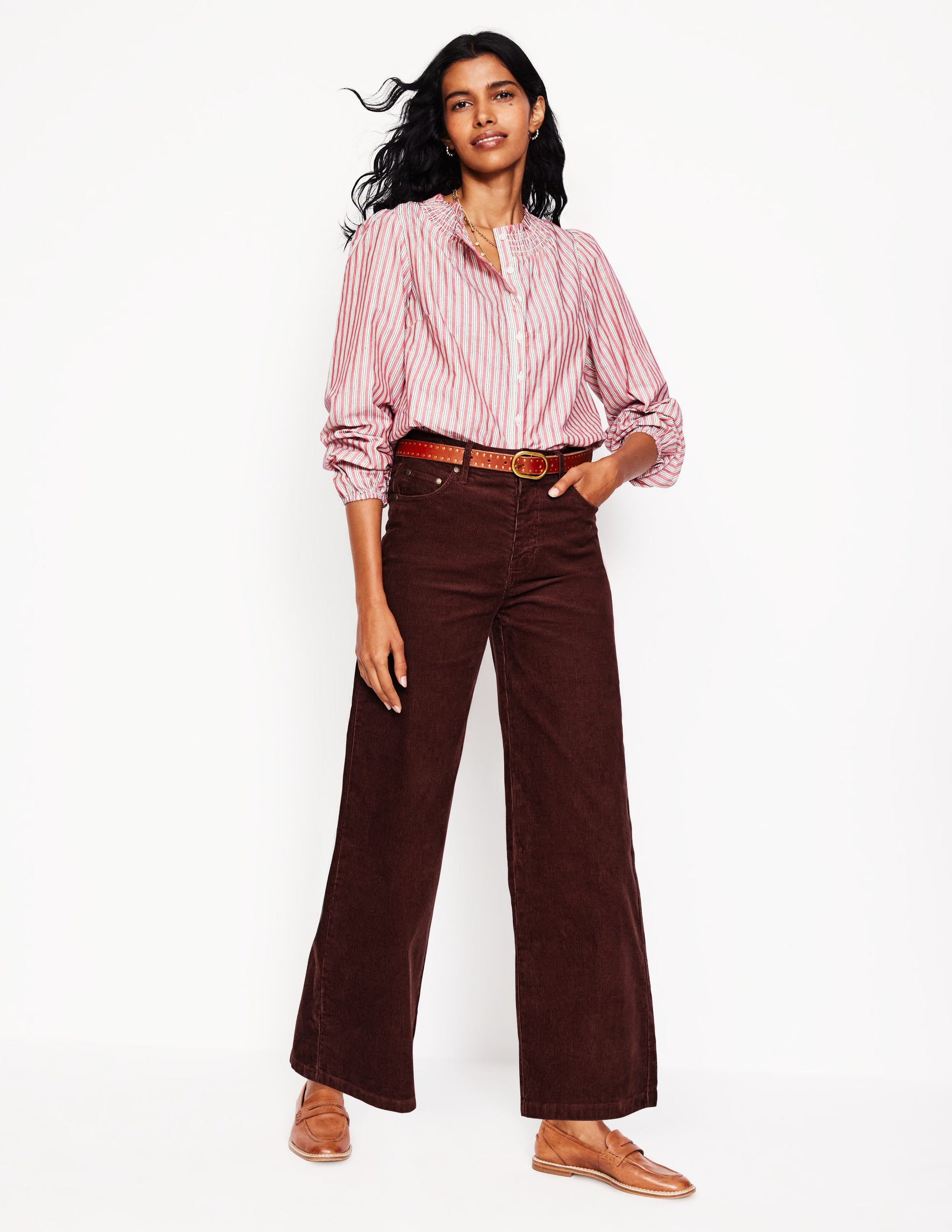 5 Pocket Cord Crop Jeans-Chestnut-1