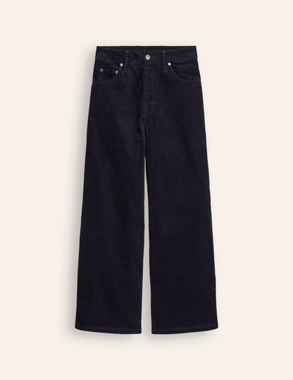 5 Pocket Cord Crop Jeans-Navy-6