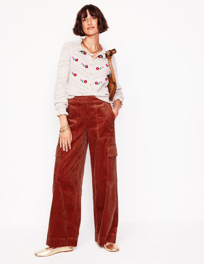 Cord Pull-on Trousers-Red