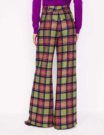 Chiswick Wool-Blend Trousers-Green and Purple Check