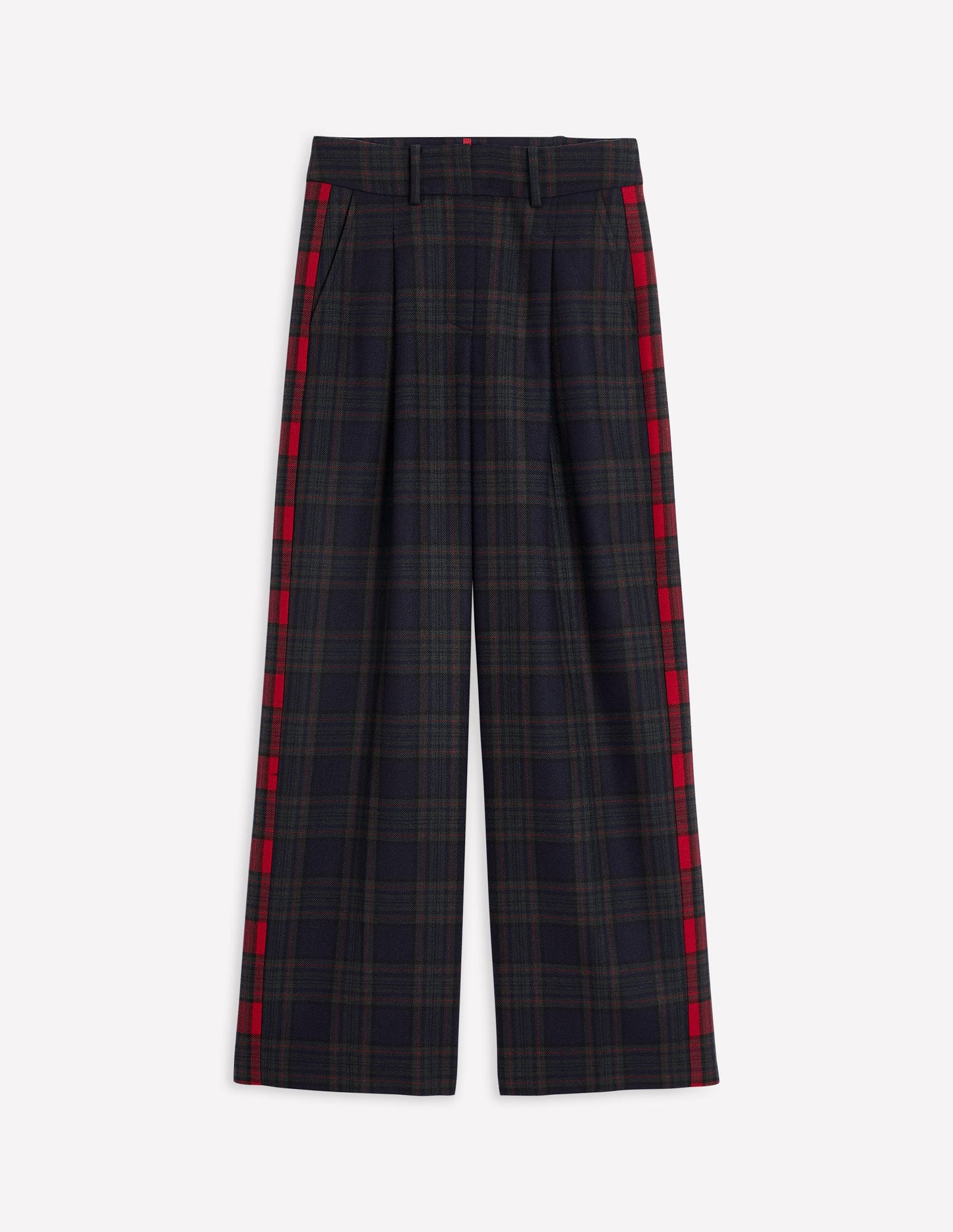 Chiswick Wool-Blend Trousers-Navy and Green Check