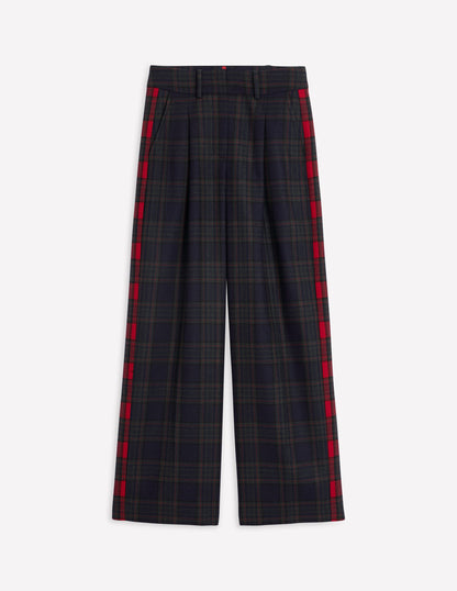 Chiswick Wool-Blend Trousers-Navy and Green Check