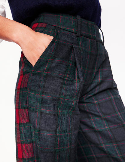 Chiswick Wool-Blend Trousers-Navy and Green Check