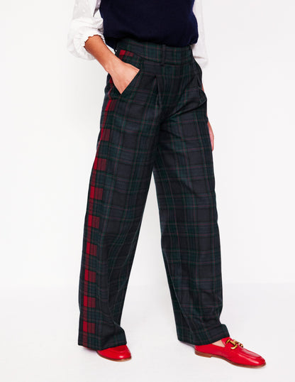 Chiswick Wool-Blend Trousers-Navy and Green Check