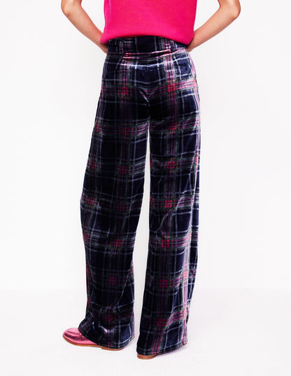 Chiswick Velvet Trousers-Navy and Red Check