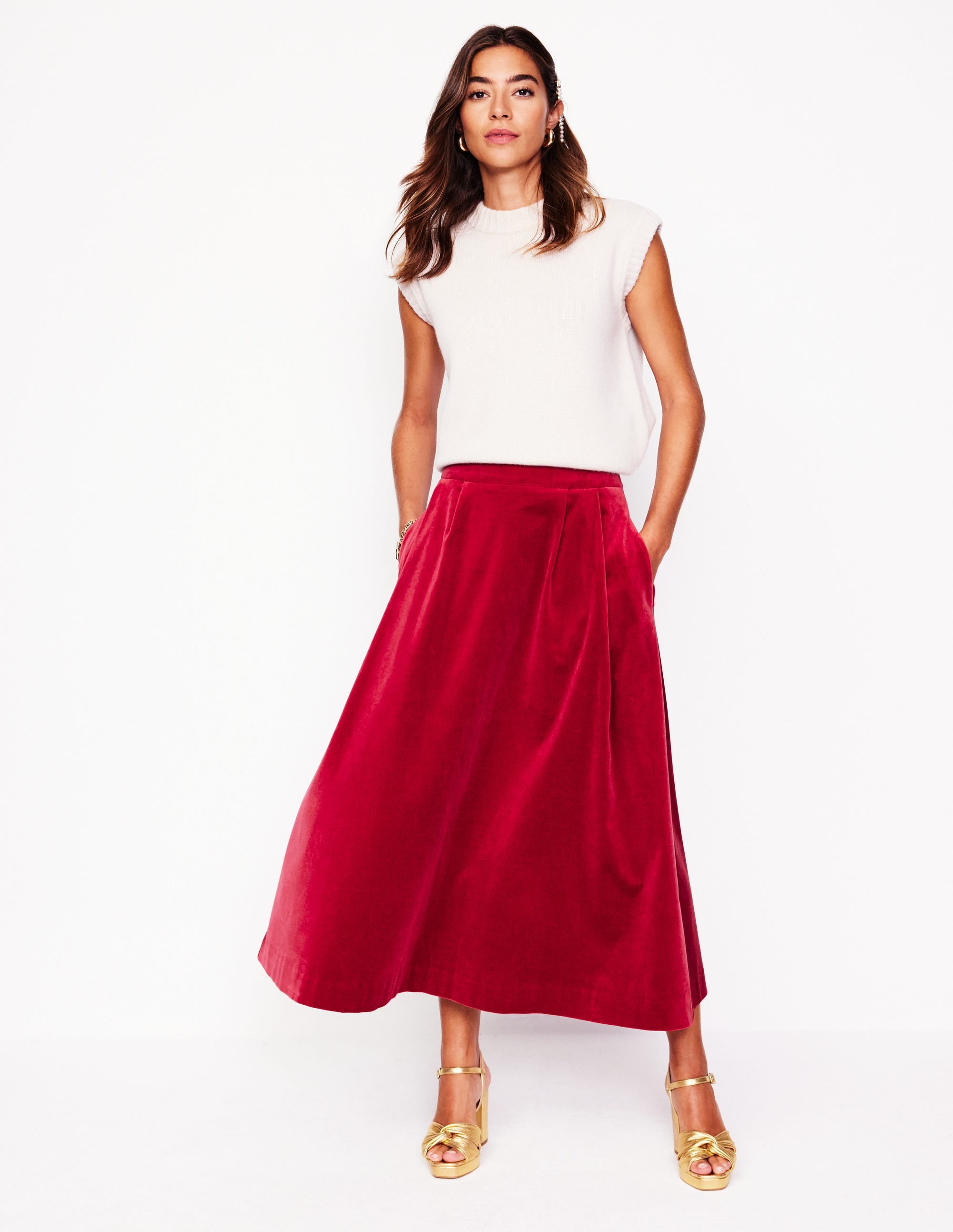 Angelica Velvet Skirt-Red Liquorice - Image 1