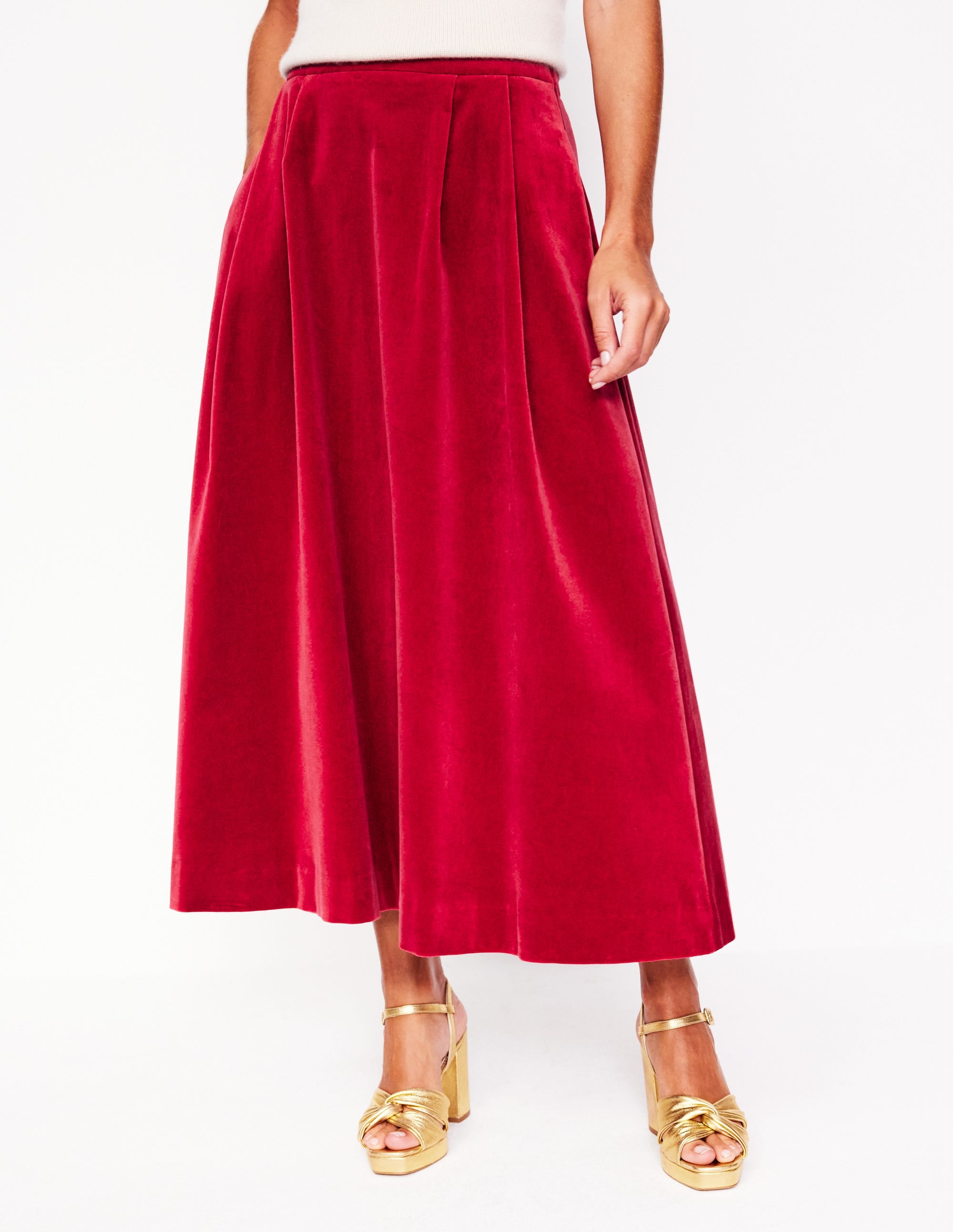 Angelica Velvet Skirt-Red Liquorice - Image 4
