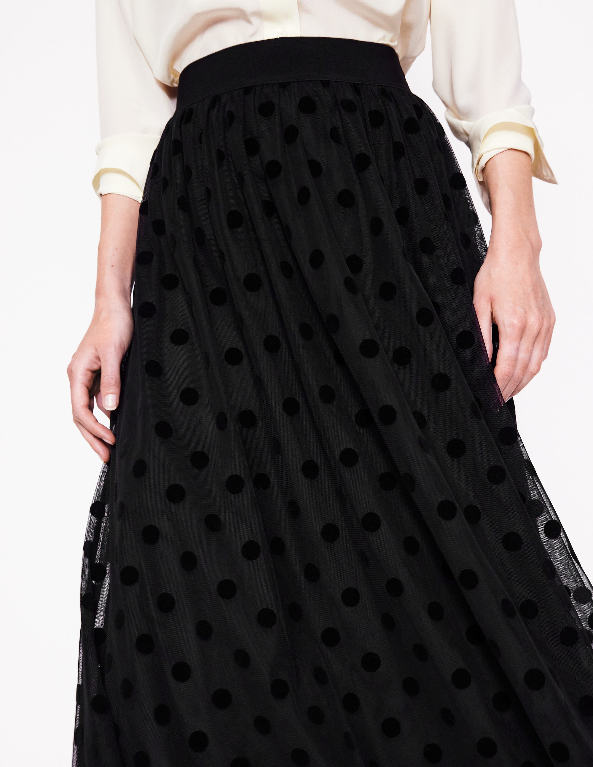 Isabella Tulle Midi Skirt-Black, Spots - Image 2