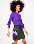 Estella Applique Skirt-Pine, Floral Applique
