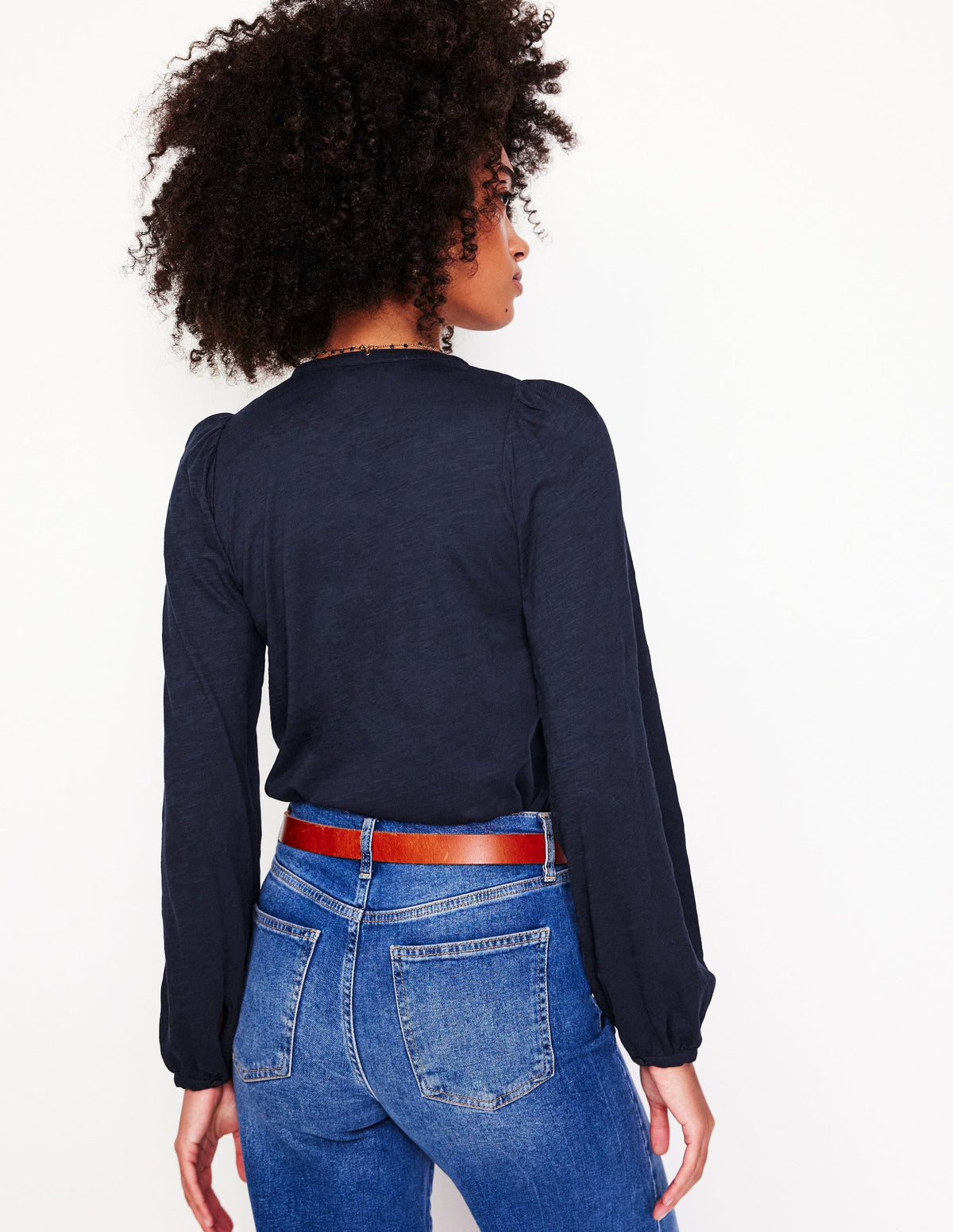 Marina Embroidered Shirt-Navy - Image 3