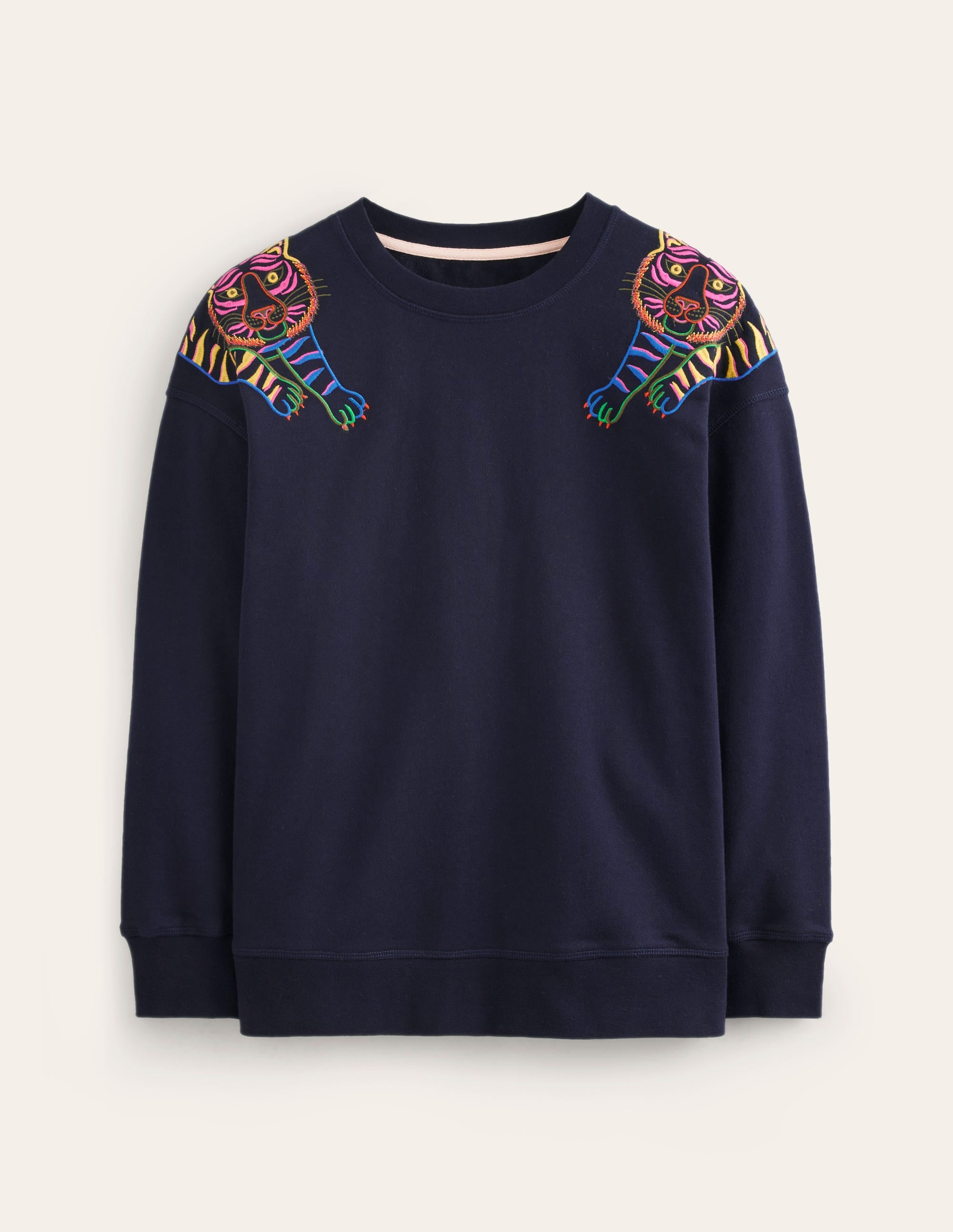 Emi Embroidered Sweatshirt-Navy, Tiger Embroidery - Image 6