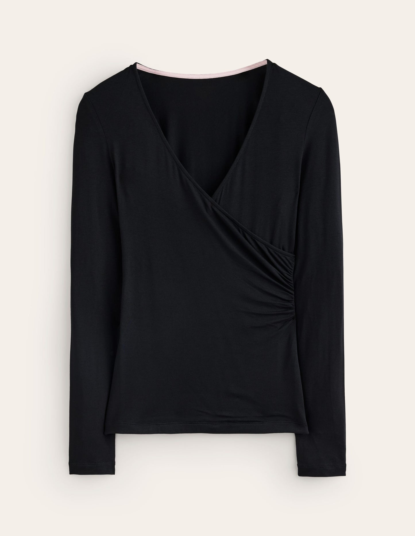 Long Sleeve Wrap Top-Black