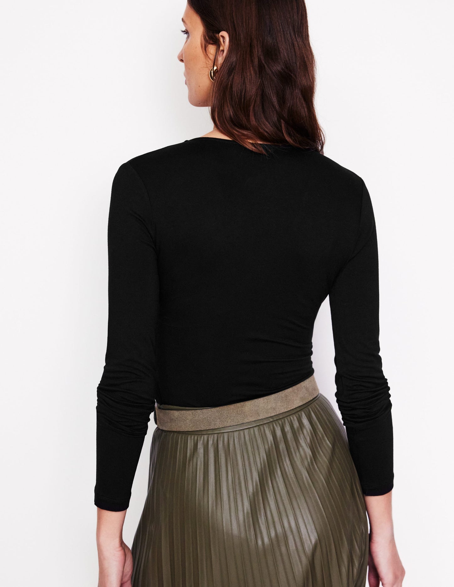 Long Sleeve Wrap Top-Black