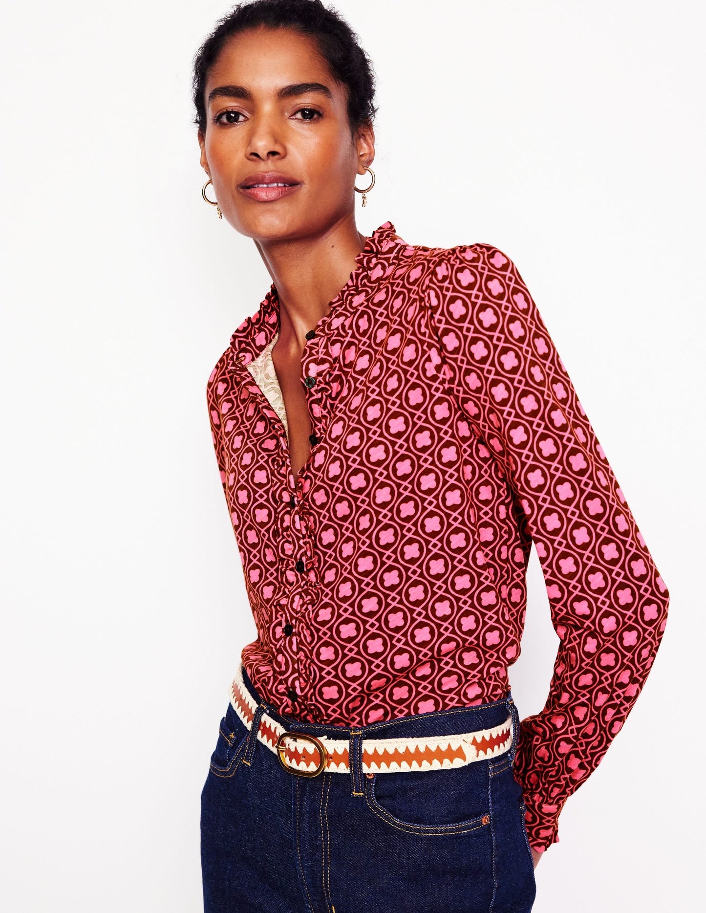 Caroline Jersey Shirt-Party Pink, Clover Terrace