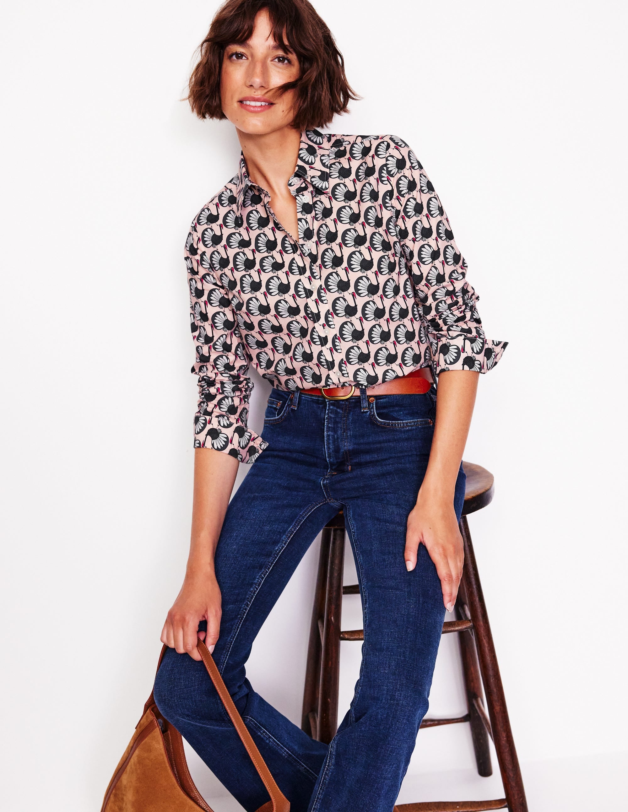 Sienna Cotton Shirt-Milkshake, Geo Turkey - Image 1