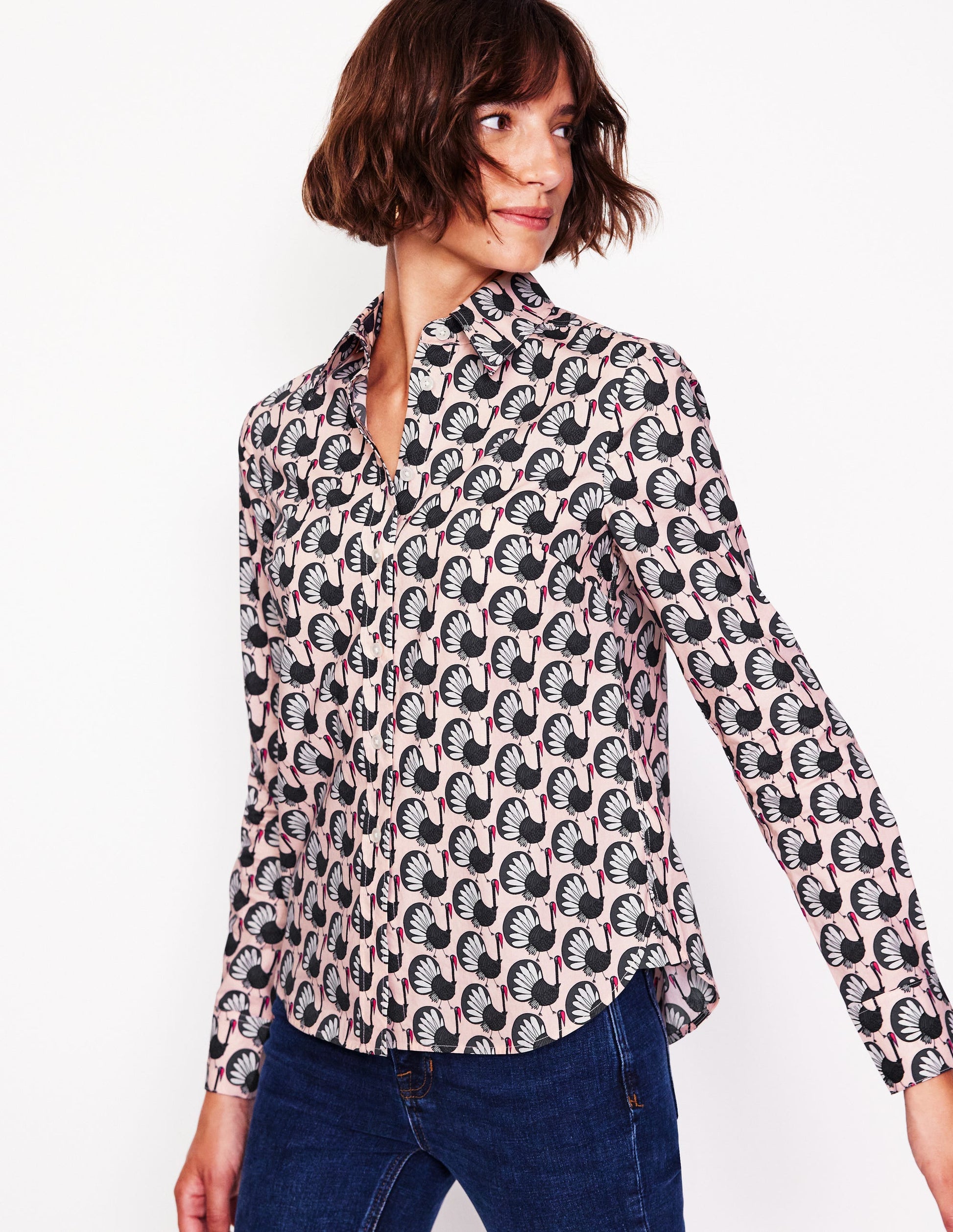 Sienna Cotton Shirt-Milkshake, Geo Turkey-4
