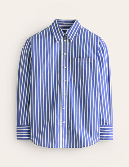 Connie Relaxed Cotton Shirt-Surf The Web and Ivory Stripe