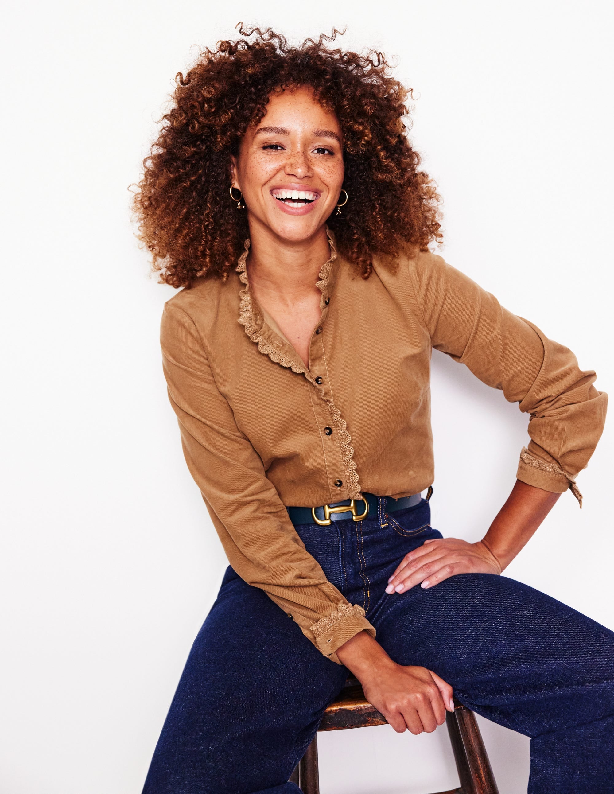 Phoebe Cord Shirt-Camel - Image 4