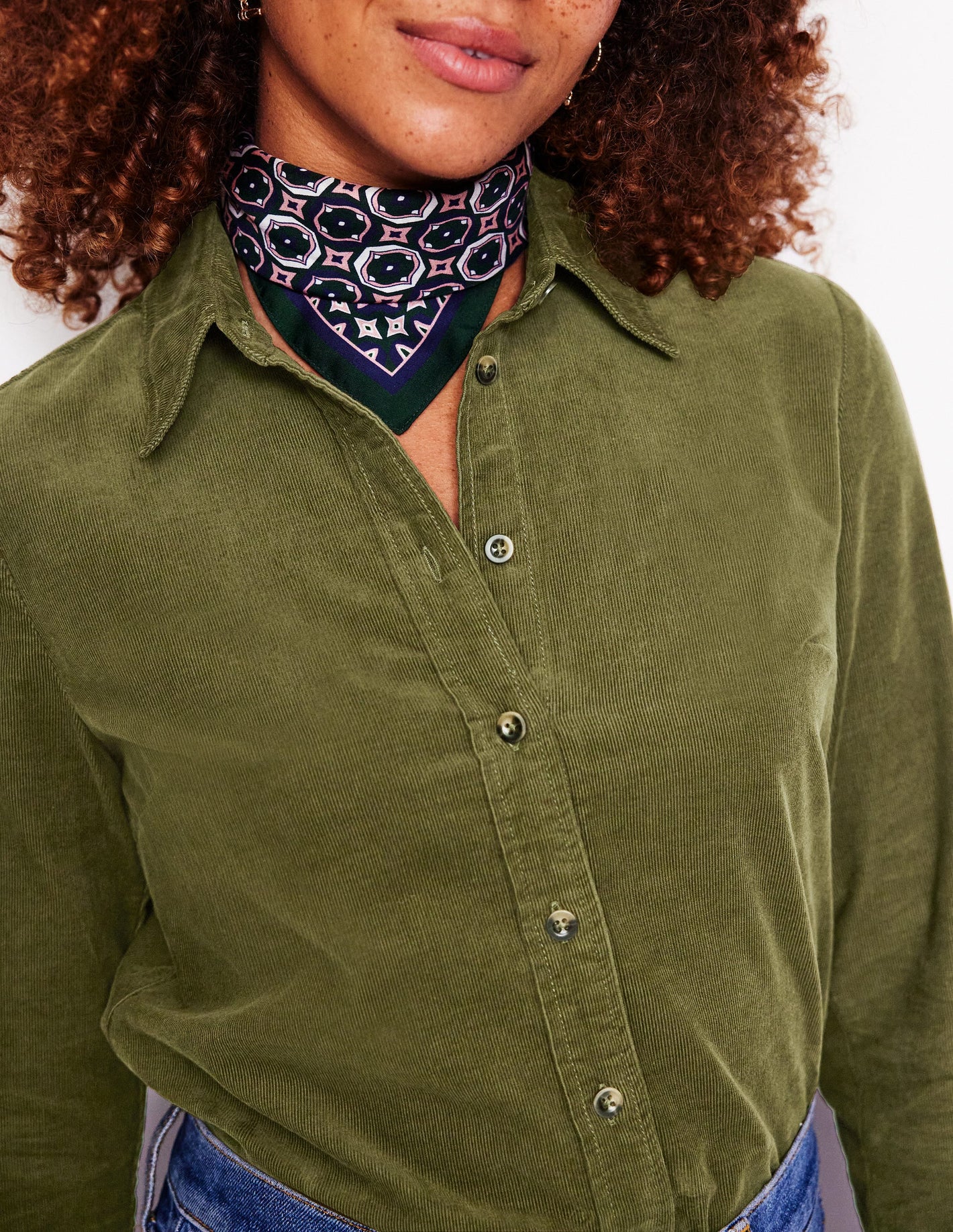 Sienna Cord Shirt-Woodland Green